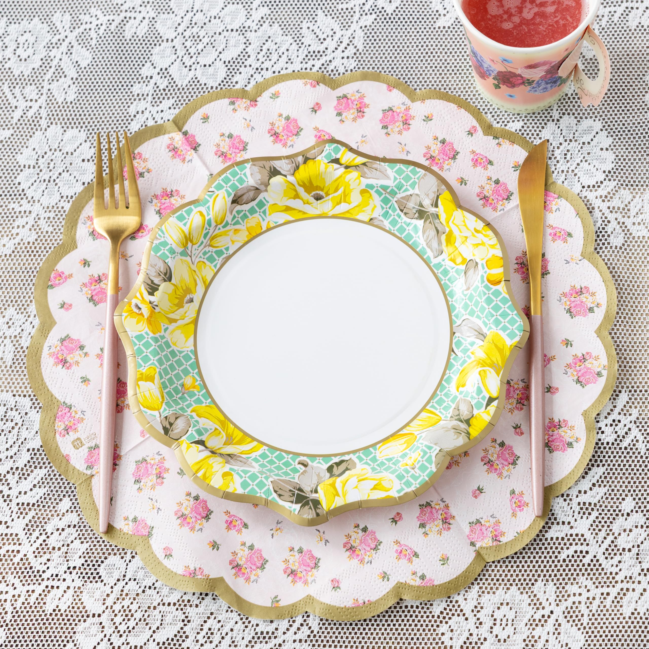Talking Tables Vintage Floral Paper Plates - Pack of 24 Disposable Dishes | 22cm Diameter 7