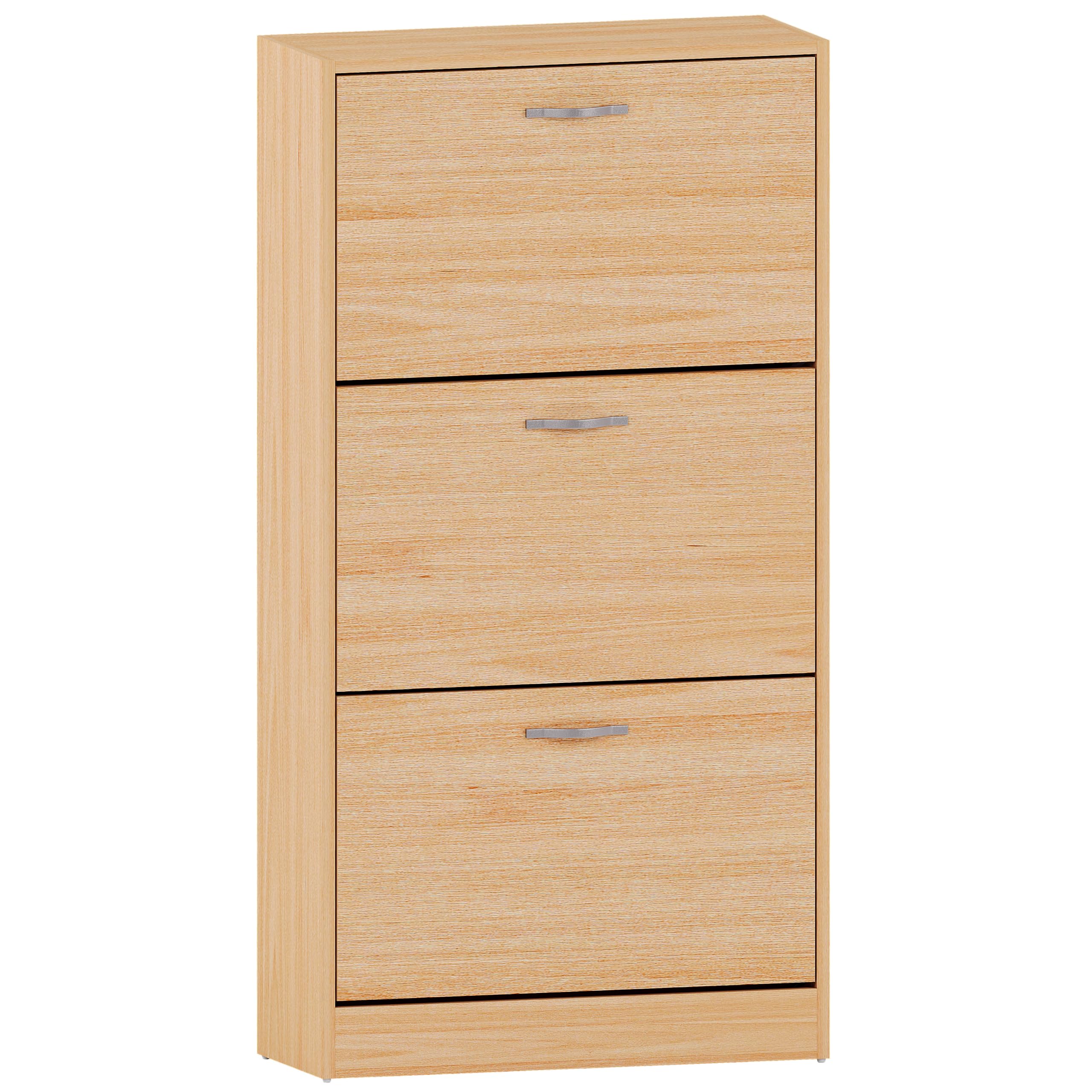 Vida Designs Wooden Shoe Cabinet - 3 Pull-Down Drawers | Slim Space-Saving Design | Pine 1