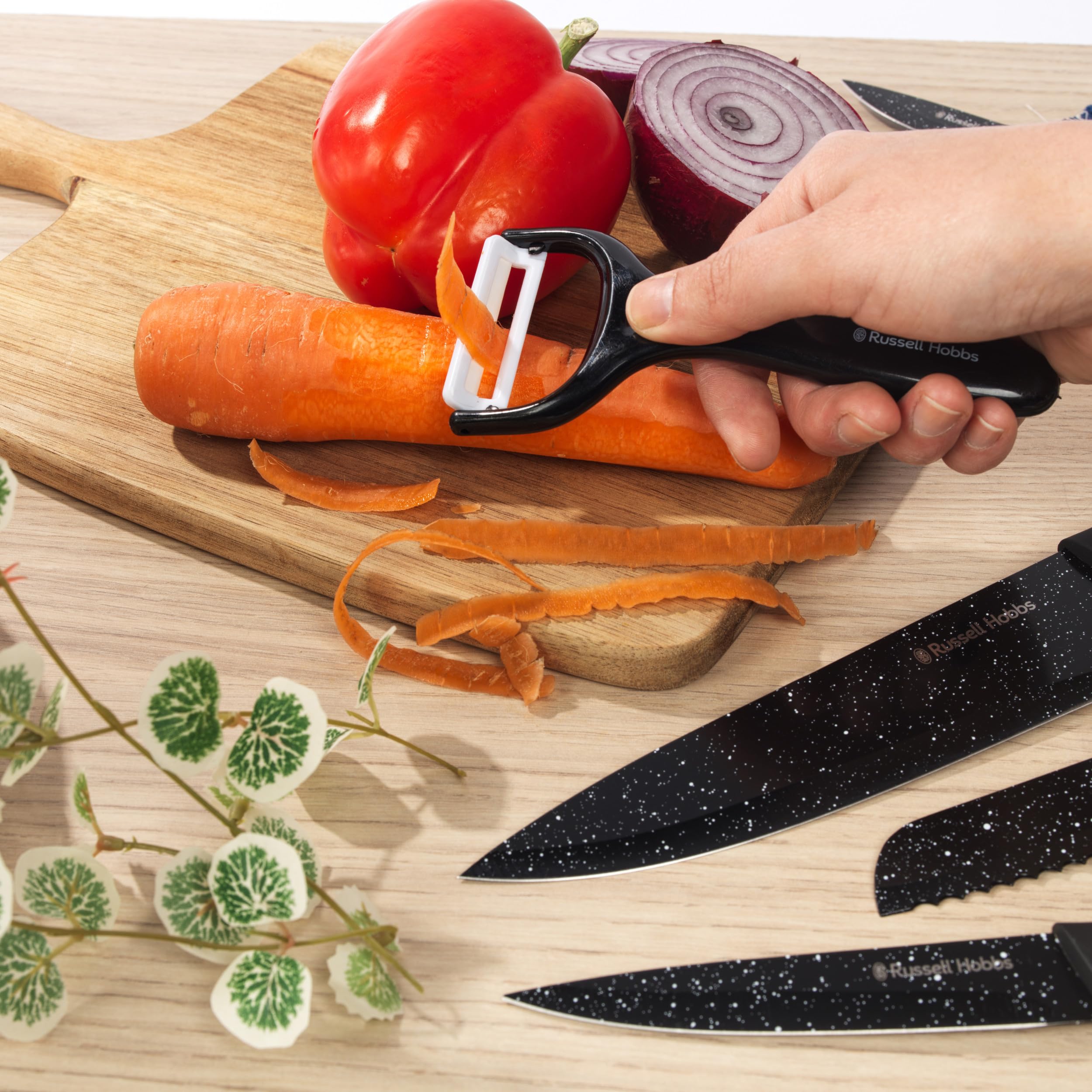 Russell Hobbs 6-Piece Knife & Peeler Set - Marble-Effect Non-Stick Blades | Soft-Touch Handles 5