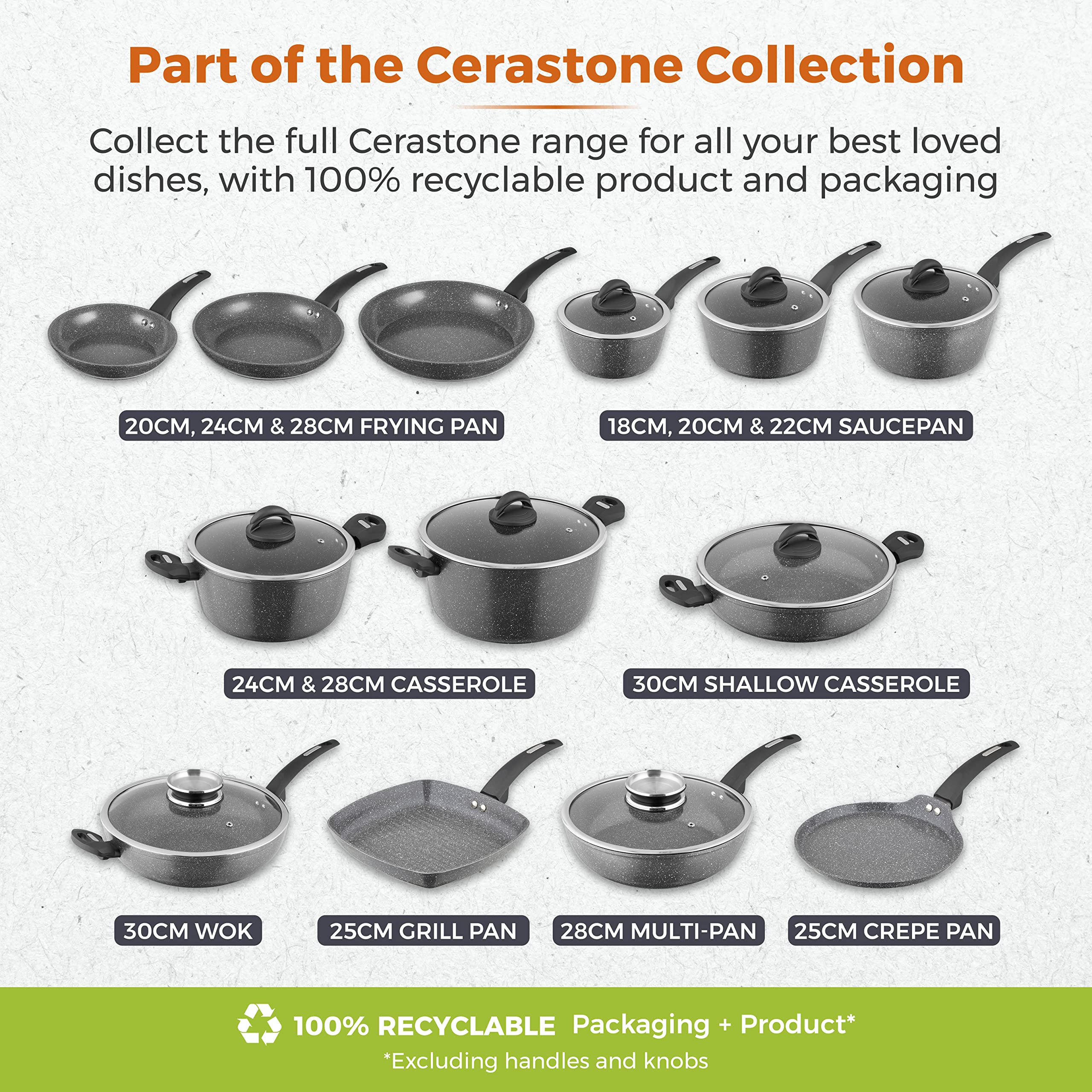 Tower T81242 Cerastone Induction Frying Pan - 5x Stronger Non-Stick | 28 cm | Graphite 9