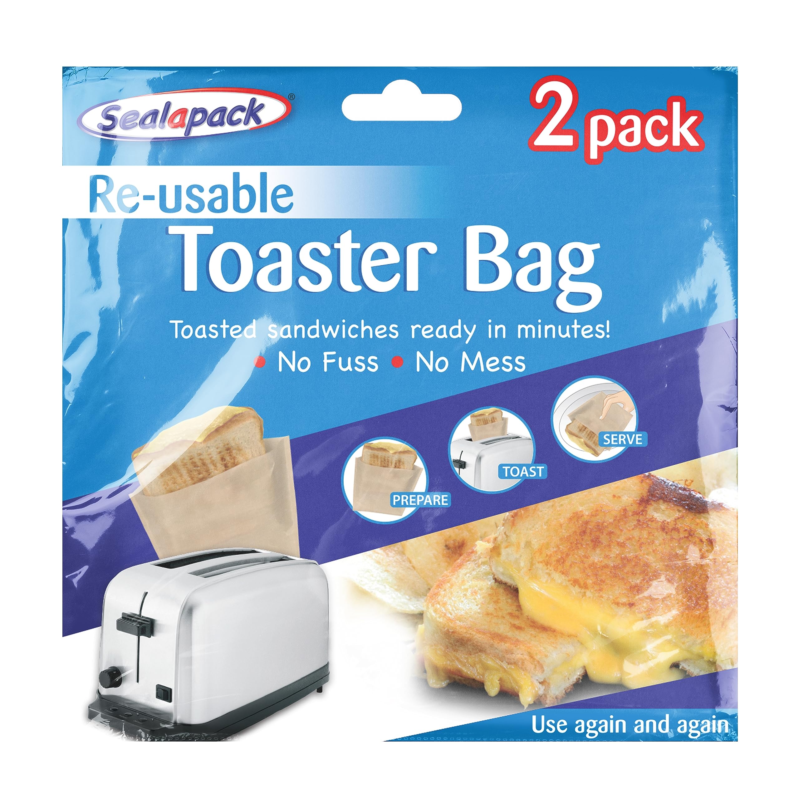 Sealapack Reusable Plastic Toaster Bags (2 Pack) - Silver | SAP010-24 1