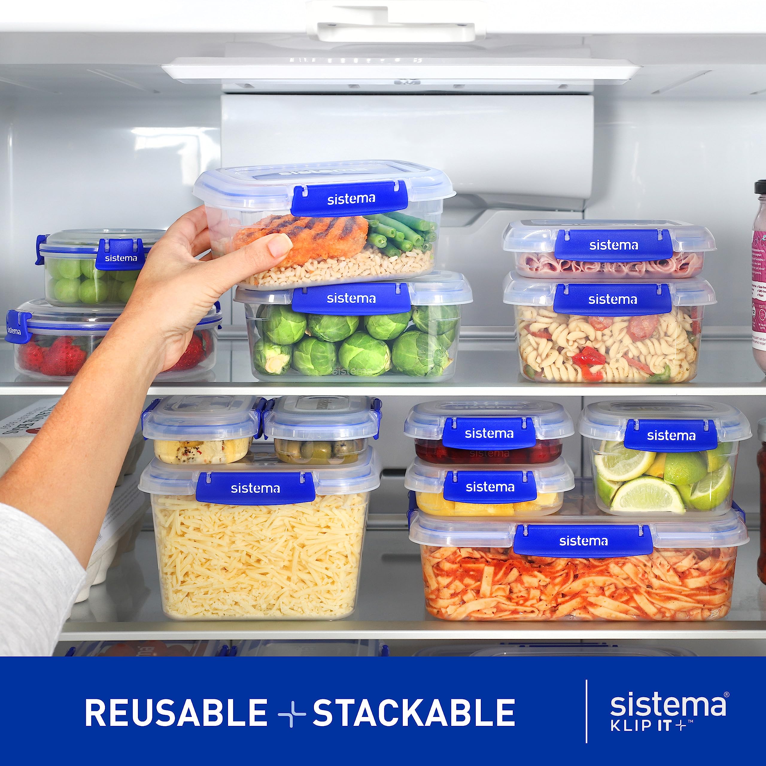 Sistema KLIP IT PLUS Leakproof Food Storage Containers - 2.2 L, 1 L, 400 ml | Airtight & Stackable | 6 Count 3