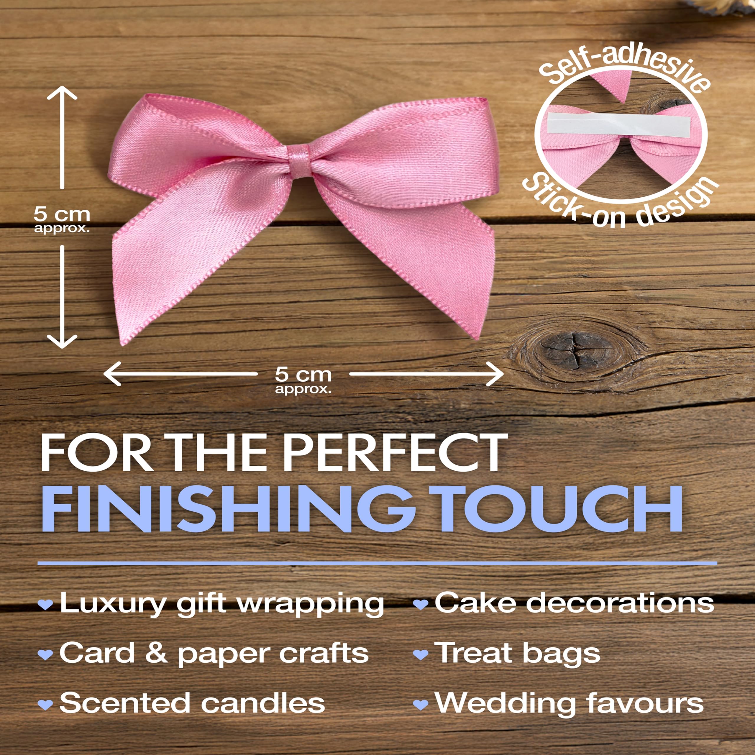 Italian Options Satin Ribbon Bows - Self Adhesive, White, 5 cm, 12 Pack for Crafts & Gift Wrap 4