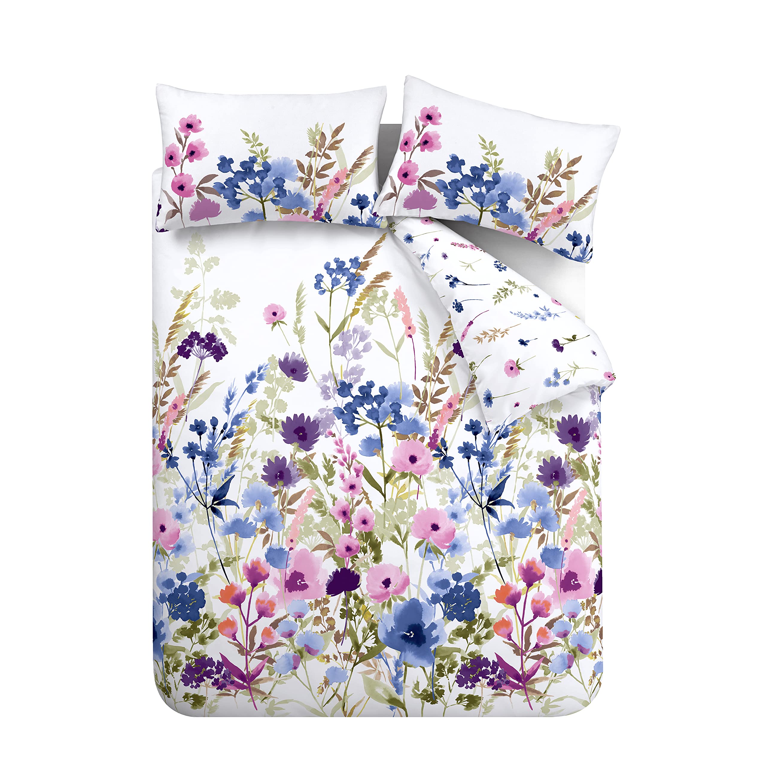 Catherine Lansfield Countryside Floral Single Duvet Cover Set | 52% Polyester 48% Cotton | Pink/Blue 5