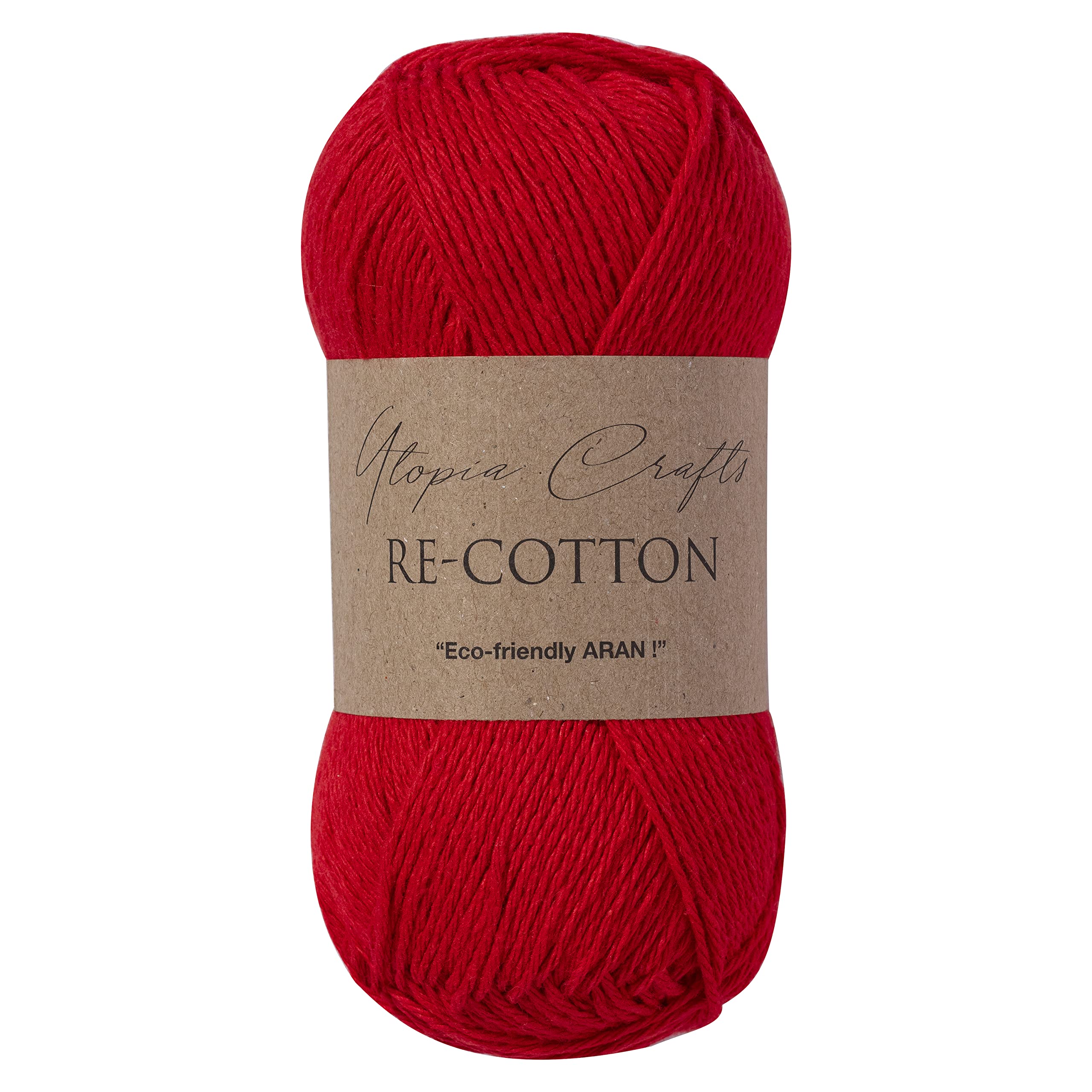 Utopia Crafts Re-Cotton DK Yarn - Scarlet | 80% Recycled Cotton | 100g Ball | 2mm Thickness 1