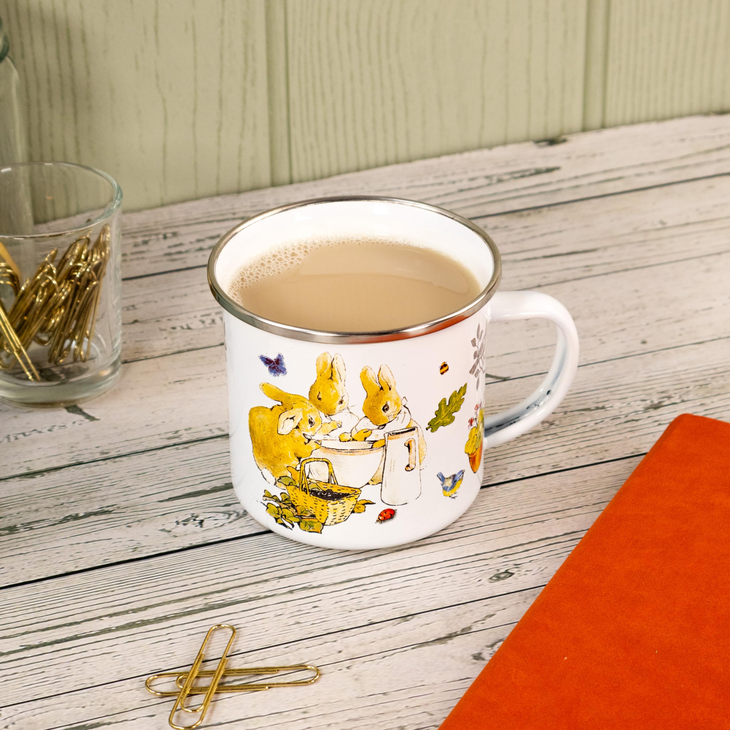 Robert Frederick Peter Rabbit Flopsy Bunnies Enamel Coffee Mug - White, Dishwasher Safe 9