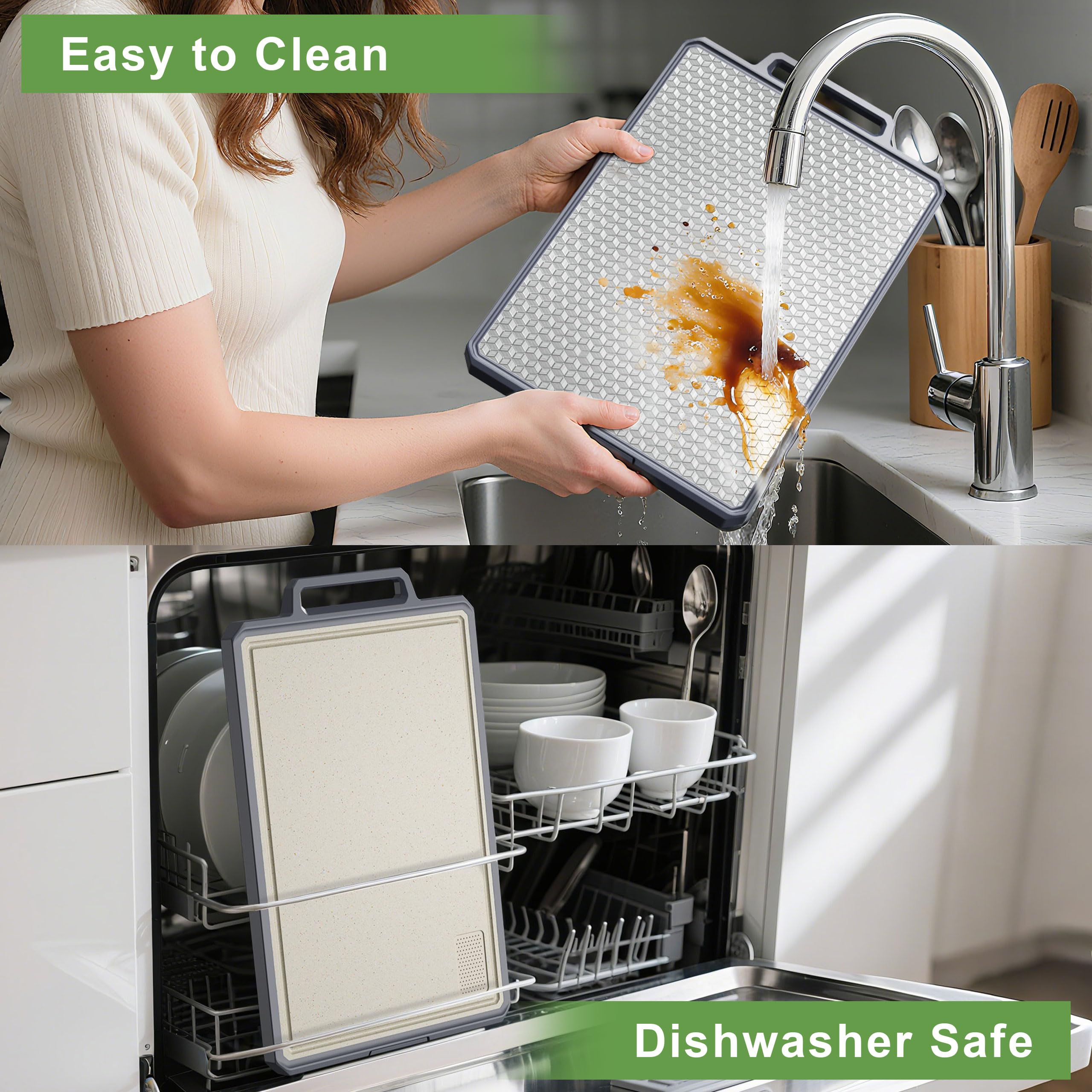 Rottogoon Double-Sided Stainless Steel & Wheat Straw Chopping Board | 40x27cm | Antibacterial 6