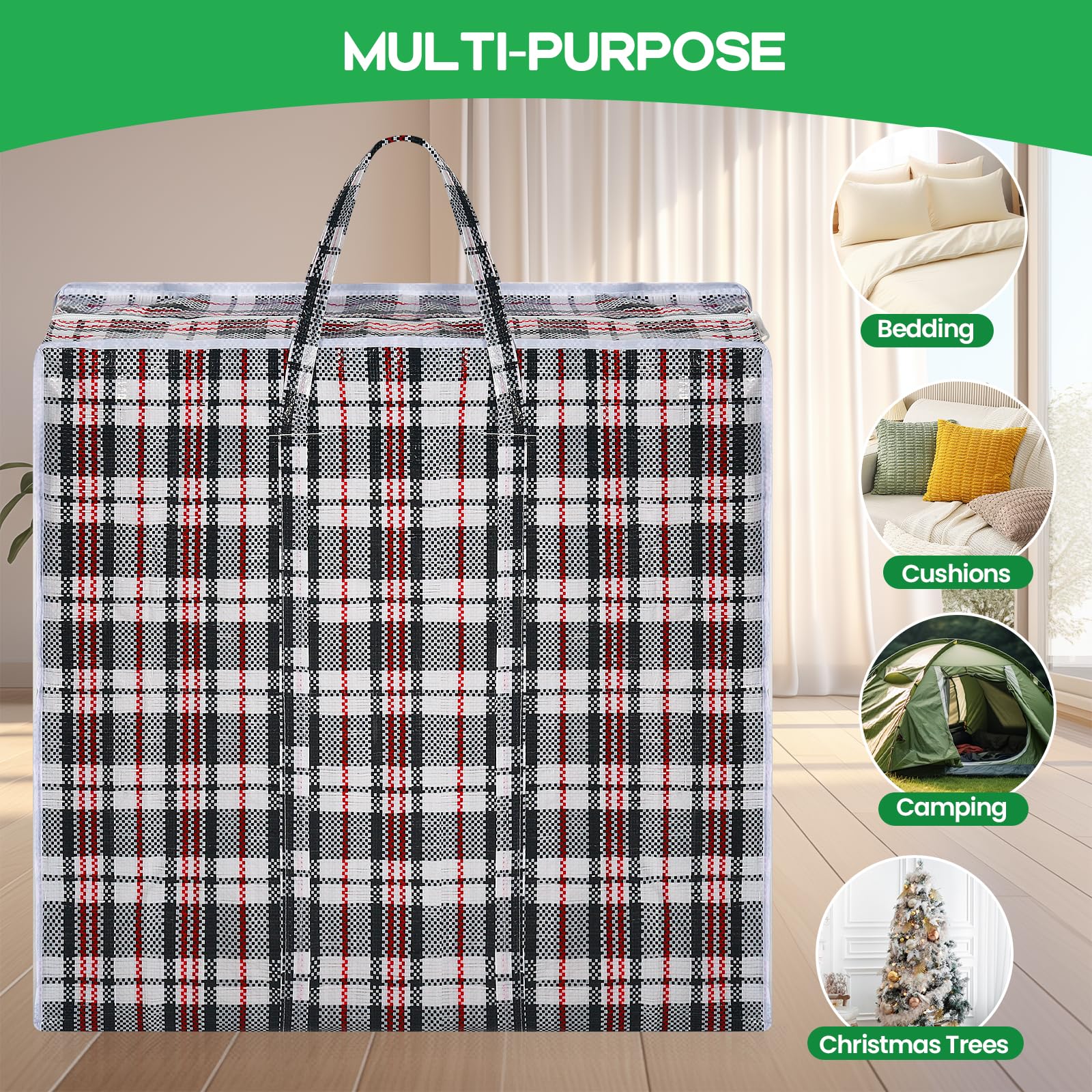 Rainberg Jumbo Storage Bags - 5 Pack Reusable Laundry & Moving Bags | 80x60cm | Holds up to 35kg 4