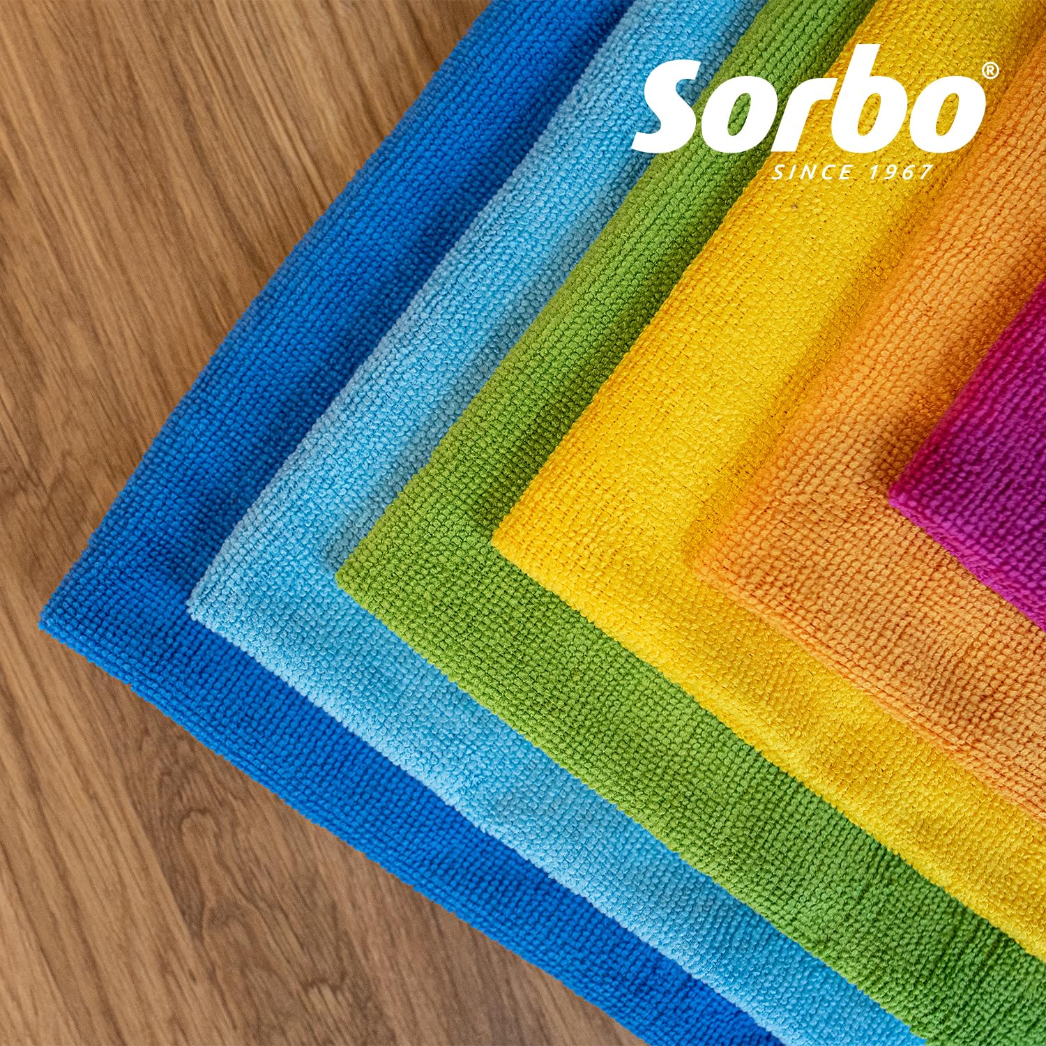 Sorbo Pack of 6 Microfibre Cleaning Cloths - 40x40 cm, Super Absorbent, Streak-Free, Washable 5