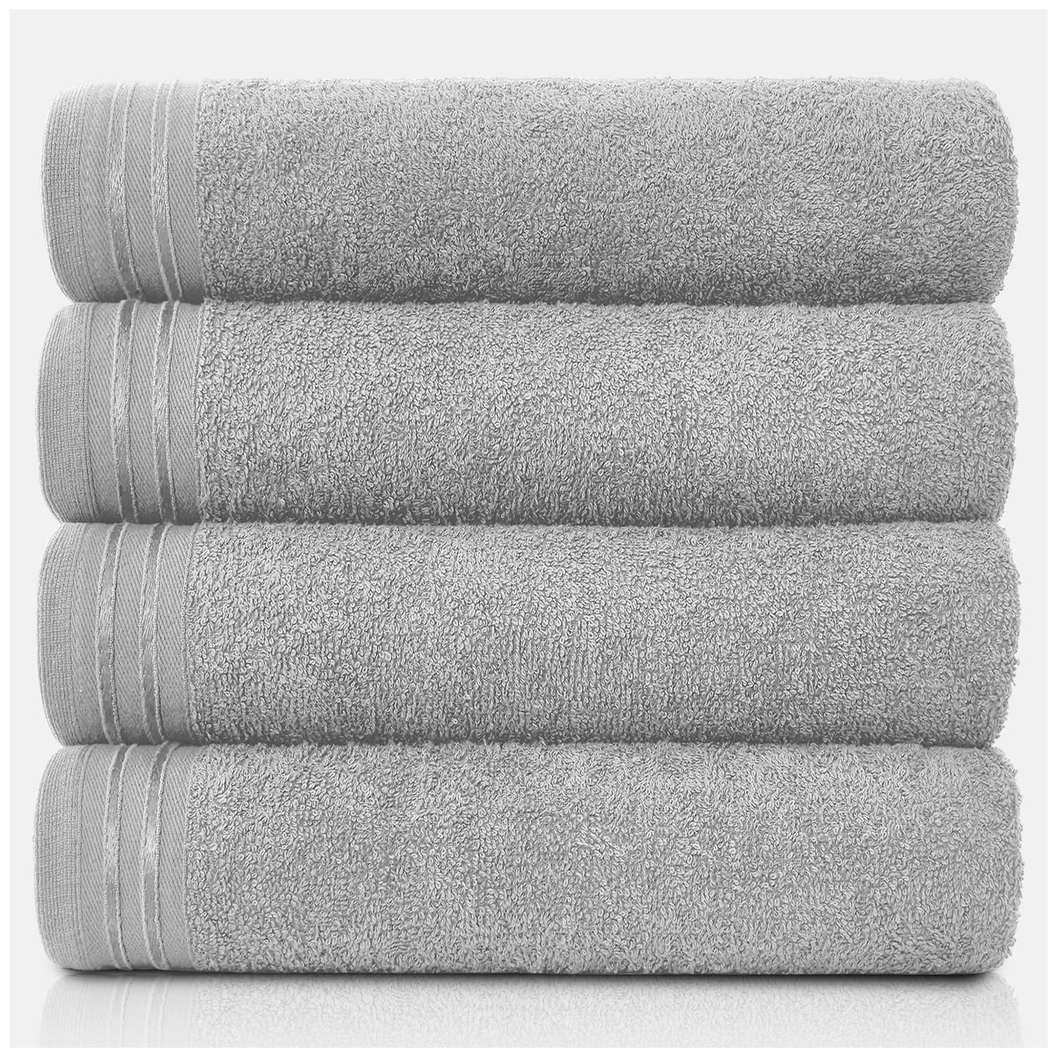 GC GAVENO CAVAILIA Wilsford Bath Sheets - 4 Pack Egyptian Cotton, 450 GSM, Silver | 75X135 Cm 1