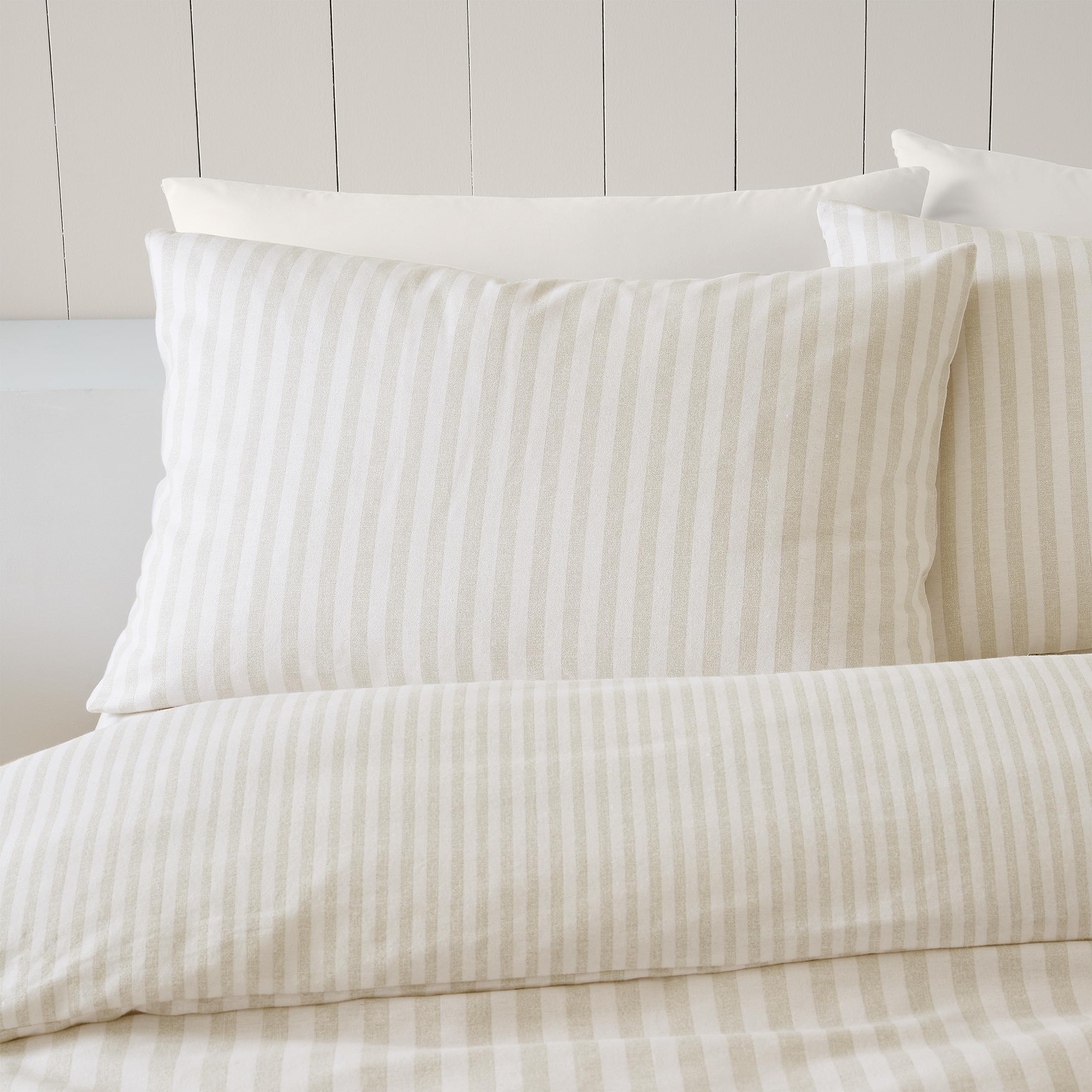 Catherine Lansfield Brushed Stripe Cotton Reversible Super King Duvet Cover Set | 100% Cotton 3