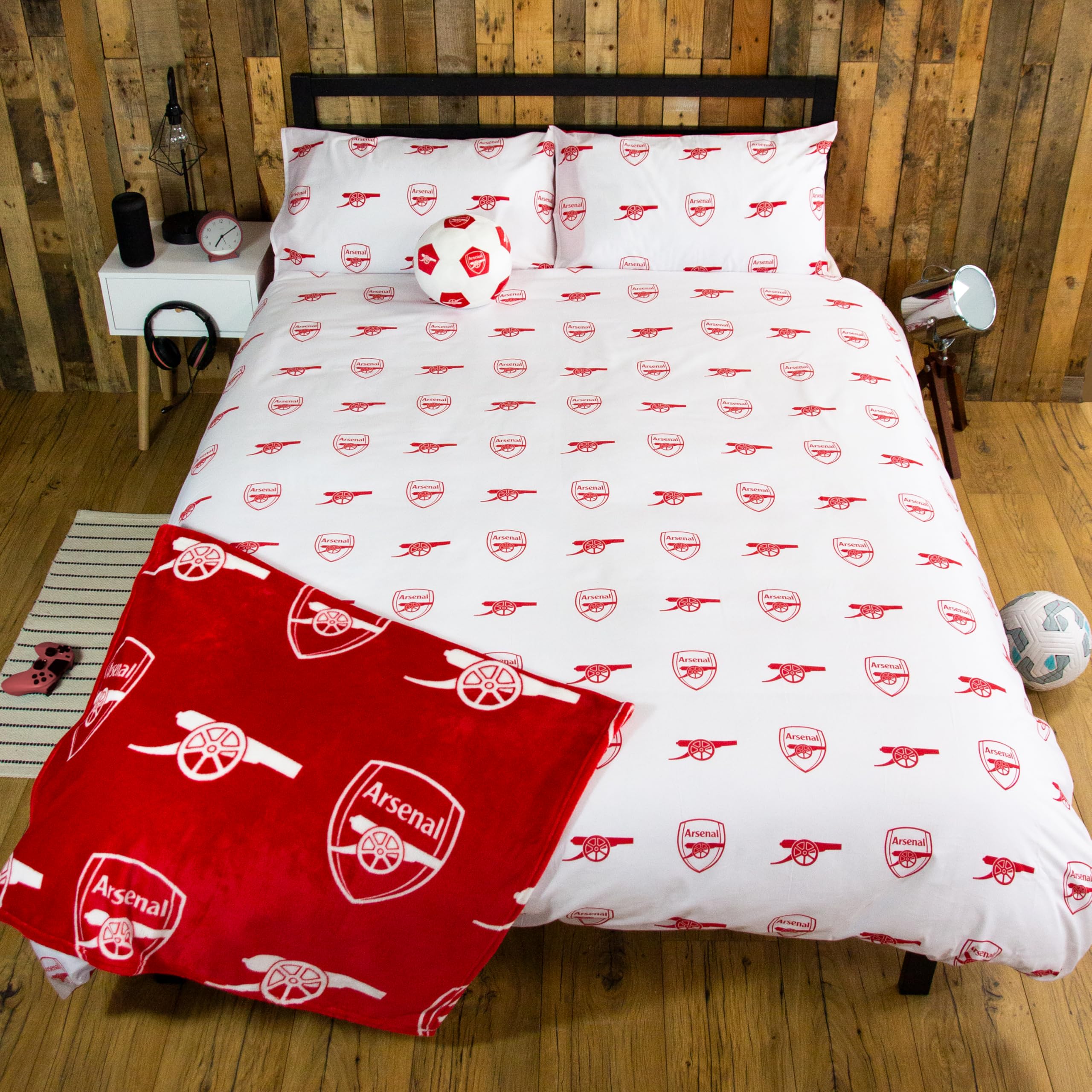 Character World Arsenal FC Official Double Duvet Cover Set | Reversible Red/White | Polycotton 6