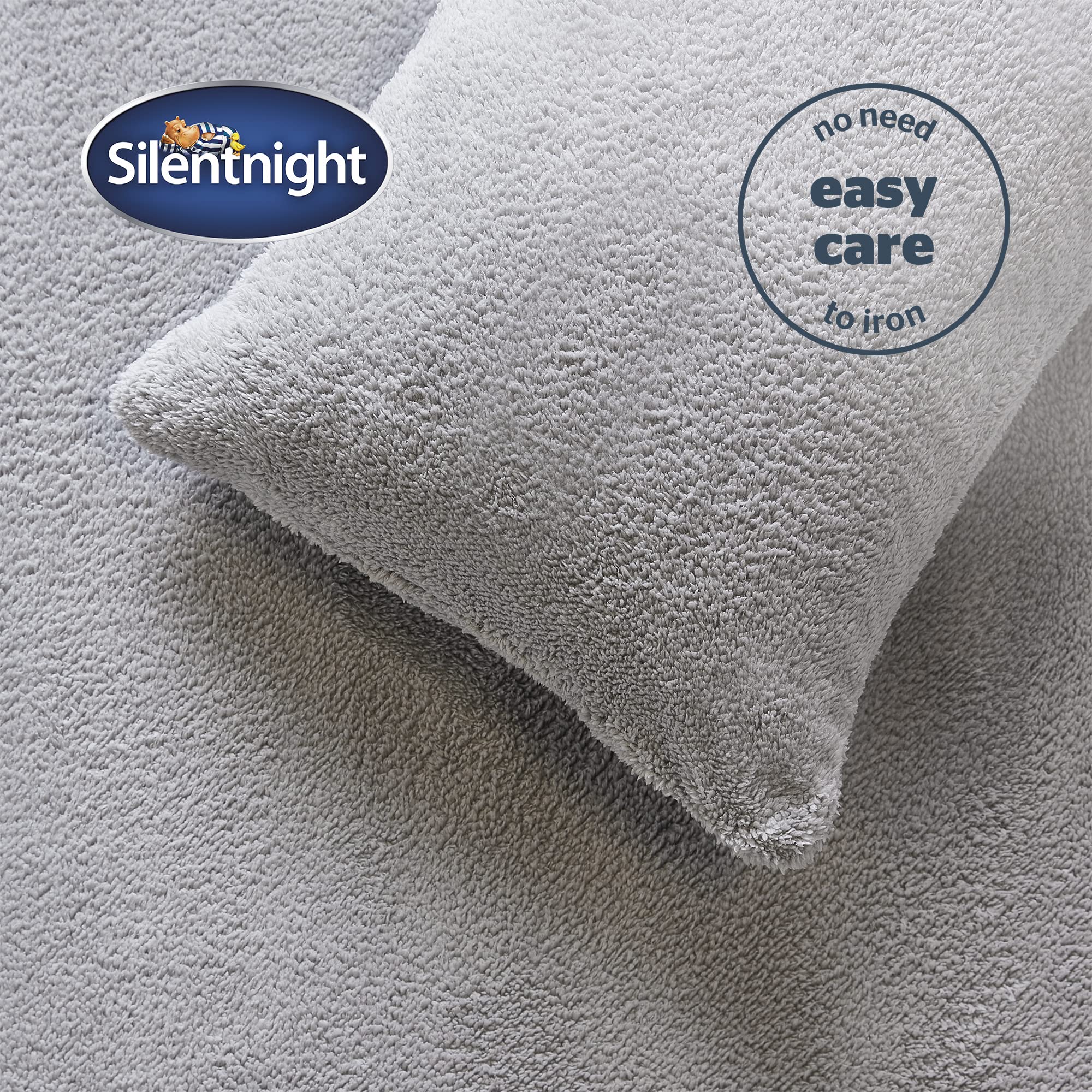 Silentnight Teddy Fleece Duvet Set - Single Size | Silver | 100% Polyester 4
