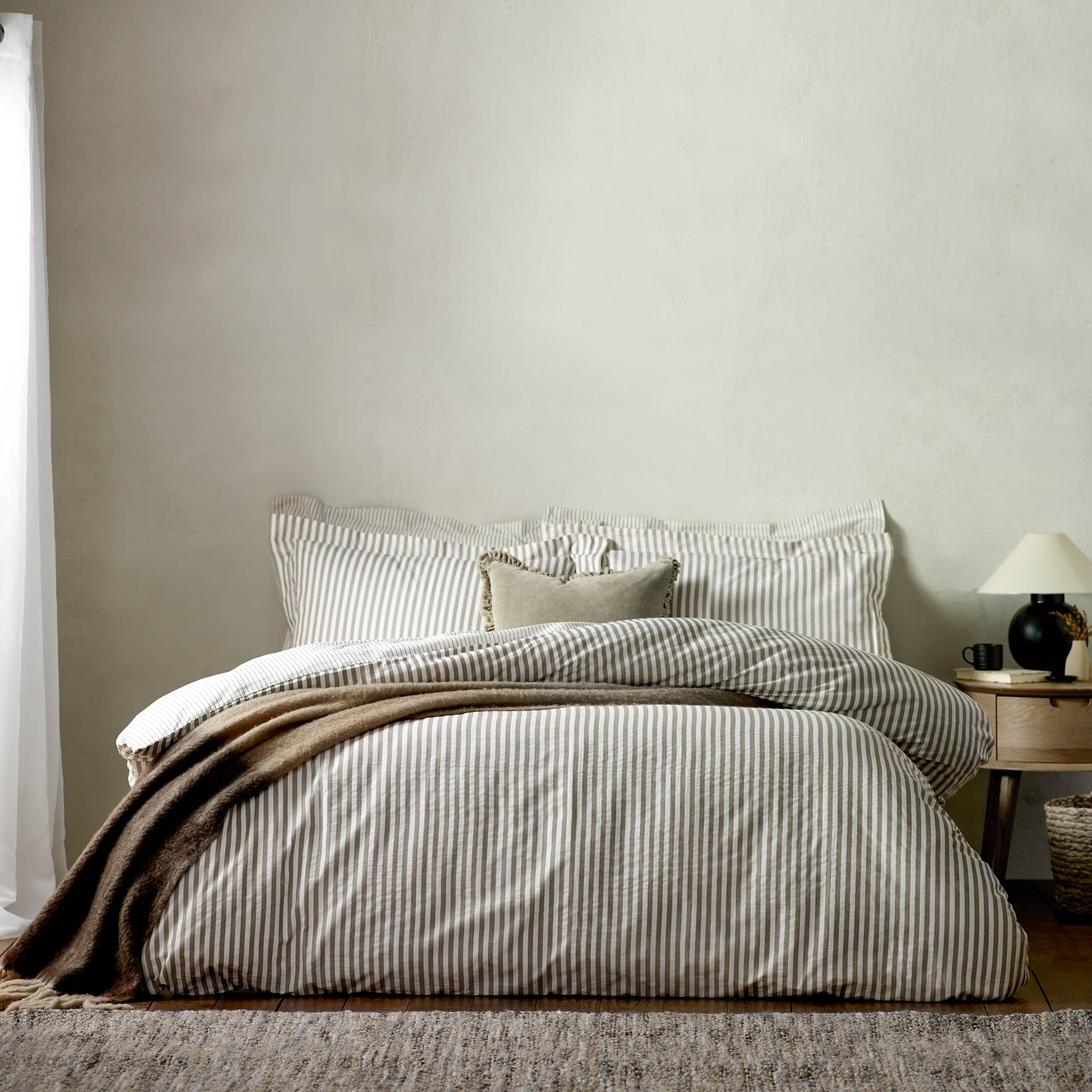 furn. Yard Hebden Cotton Duvet Set - Reversible Mélange Stripe | Super King | Mole 1