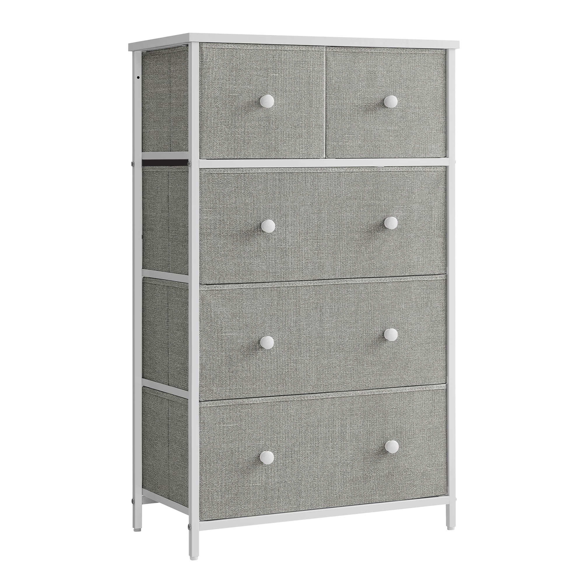 SONGMICS 5-Drawer Fabric Storage Organiser Unit - Light Grey/White | 30x56x93 cm 1