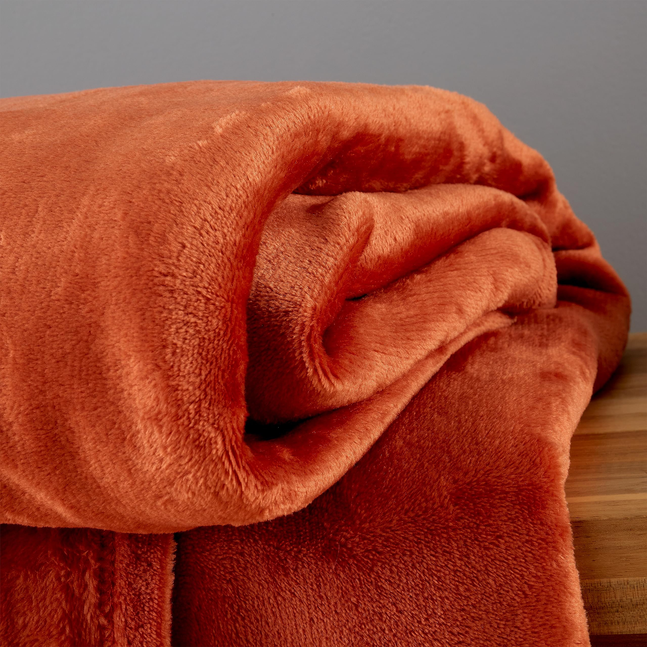 Catherine Lansfield Velvet Touch Raschel Blanket Throw | 130x170cm | Burnt Orange 2