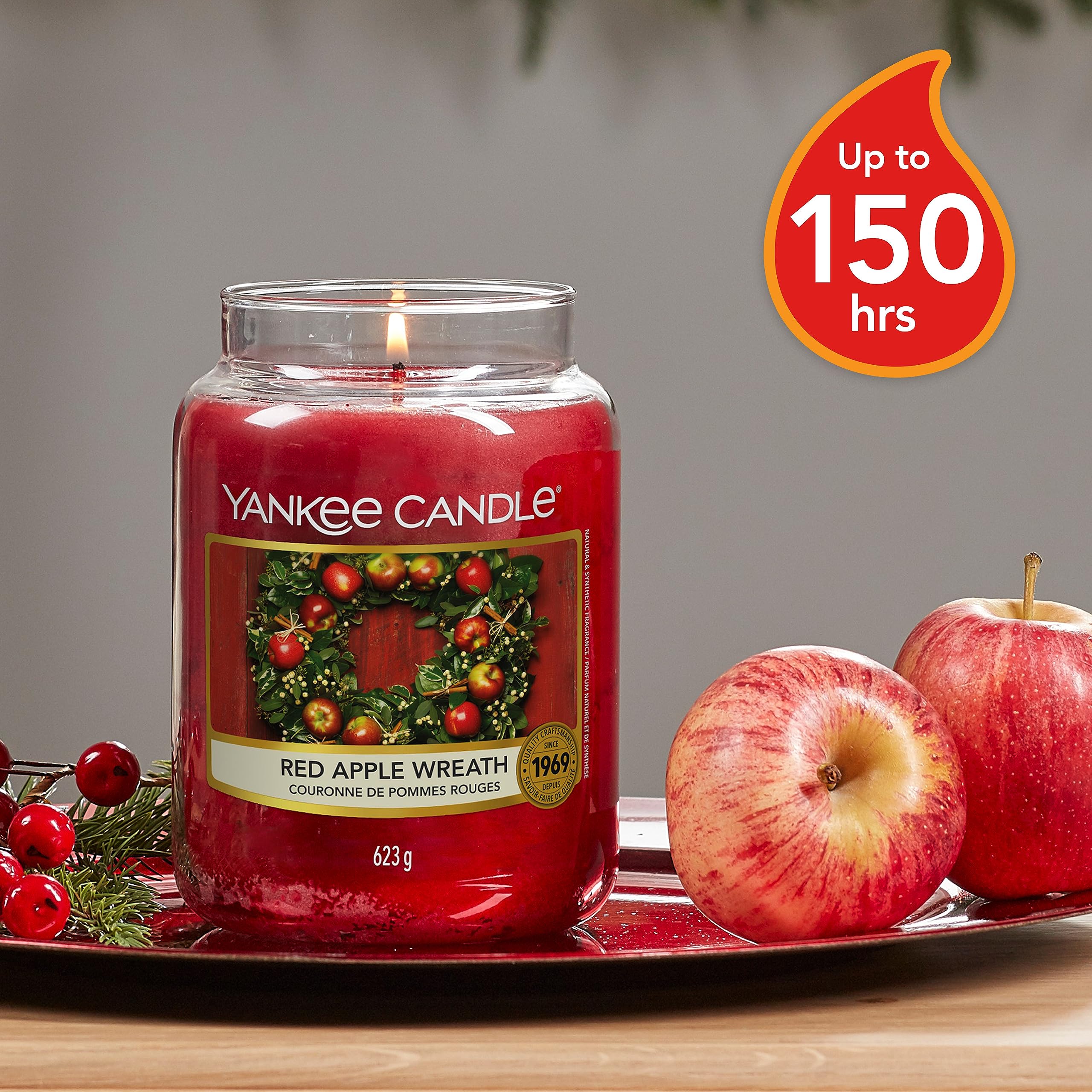 Yankee Candle Red Apple Wreath Scented Candle | Large Jar | Up to 150 Hours Burn Time 2