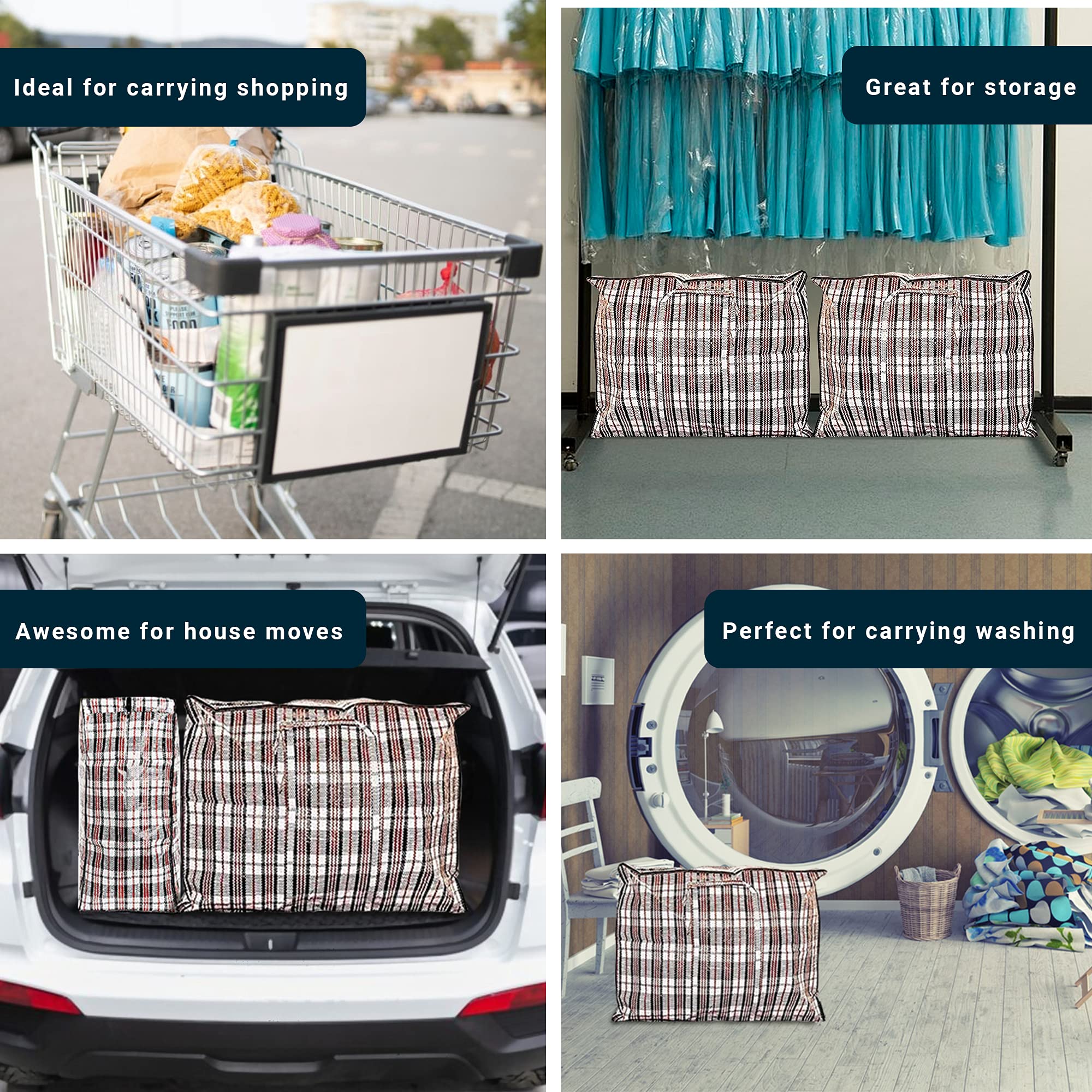 Zuvo Large Laundry Bags with Zip (5-Pack) - Waterproof, Durable Reusable Storage | 60x50x25 cm 7