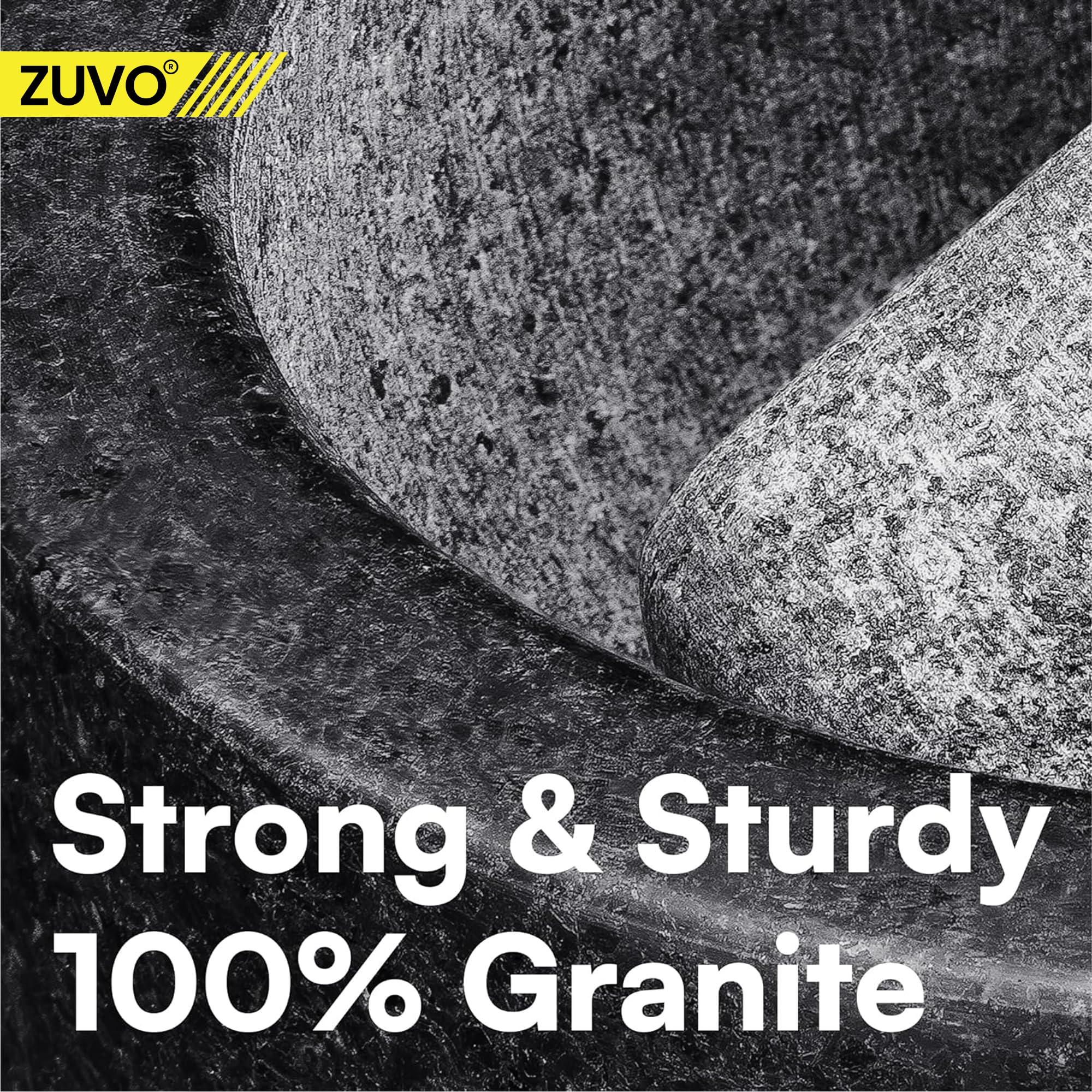 Zuvo Stone Mortar & Pestle Set - Premium Natural Stone | Black Finish | 3.56 kg 5