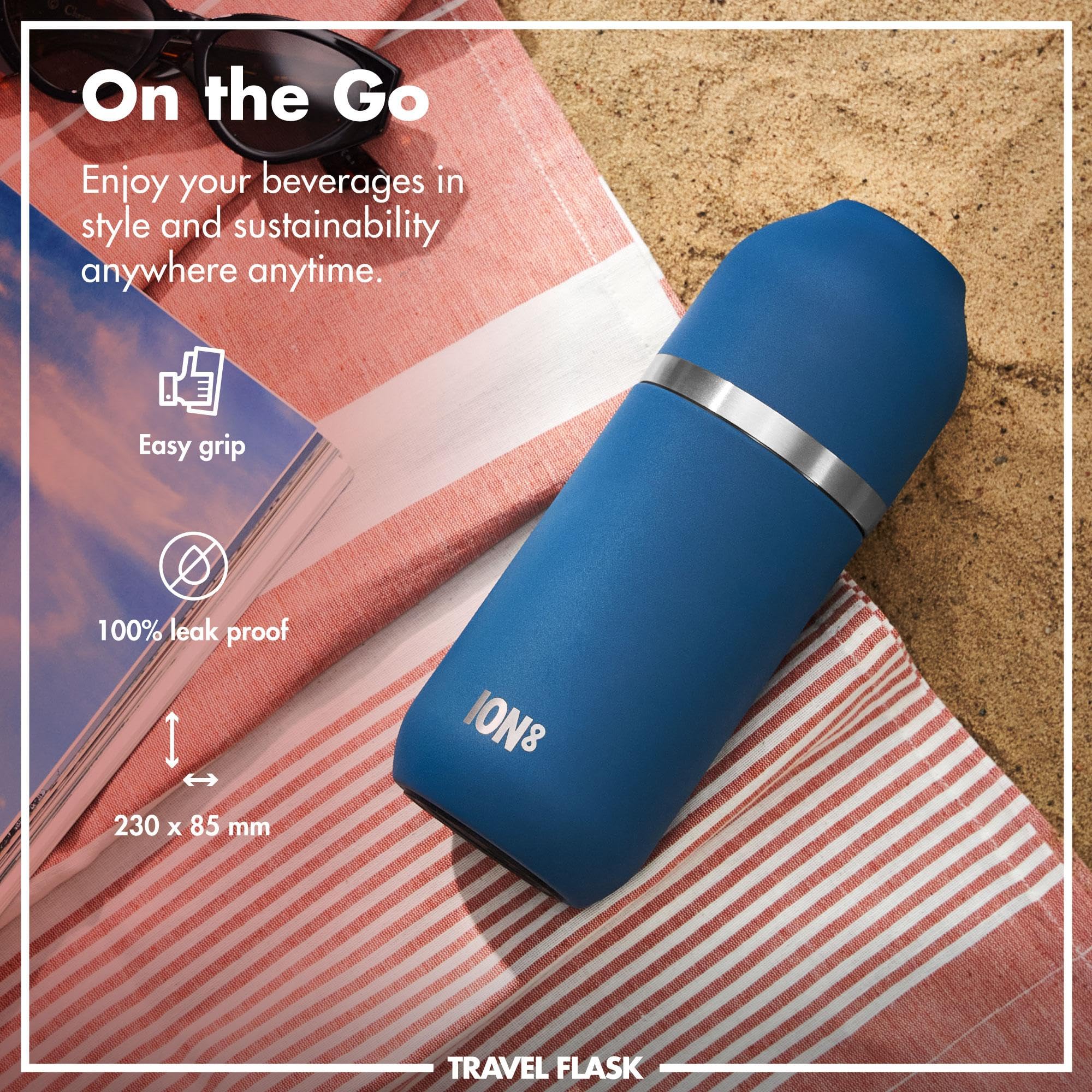 Ion8 ThermoShield Vacuum Insulated Flask - 700ml | Keeps Hot/Cold 12+ Hrs | Deep Teal 7