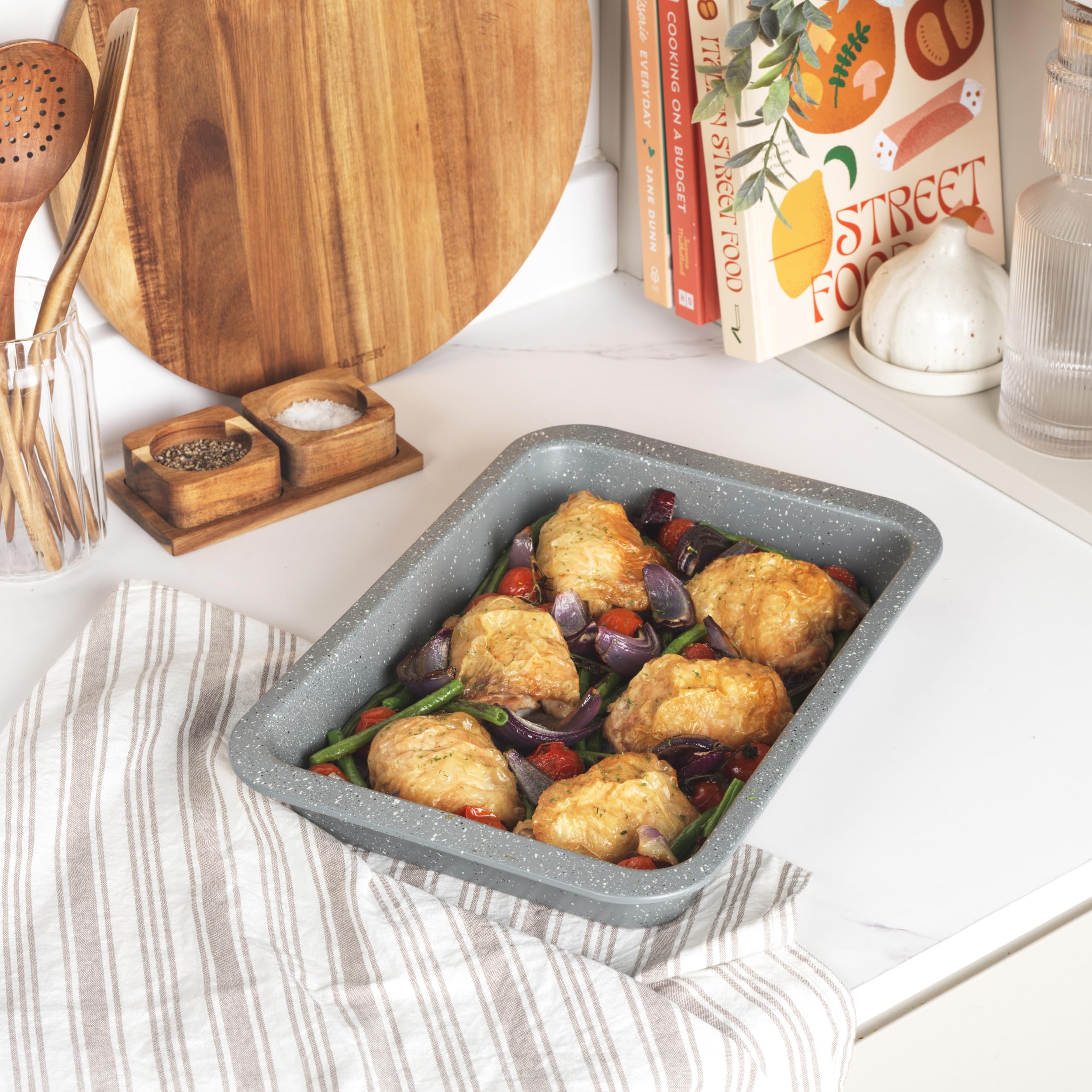 Salter BW02774G Marblestone Roasting Tin - 36cm Non-Stick, Carbon Steel, Oven Safe to 220°C 10