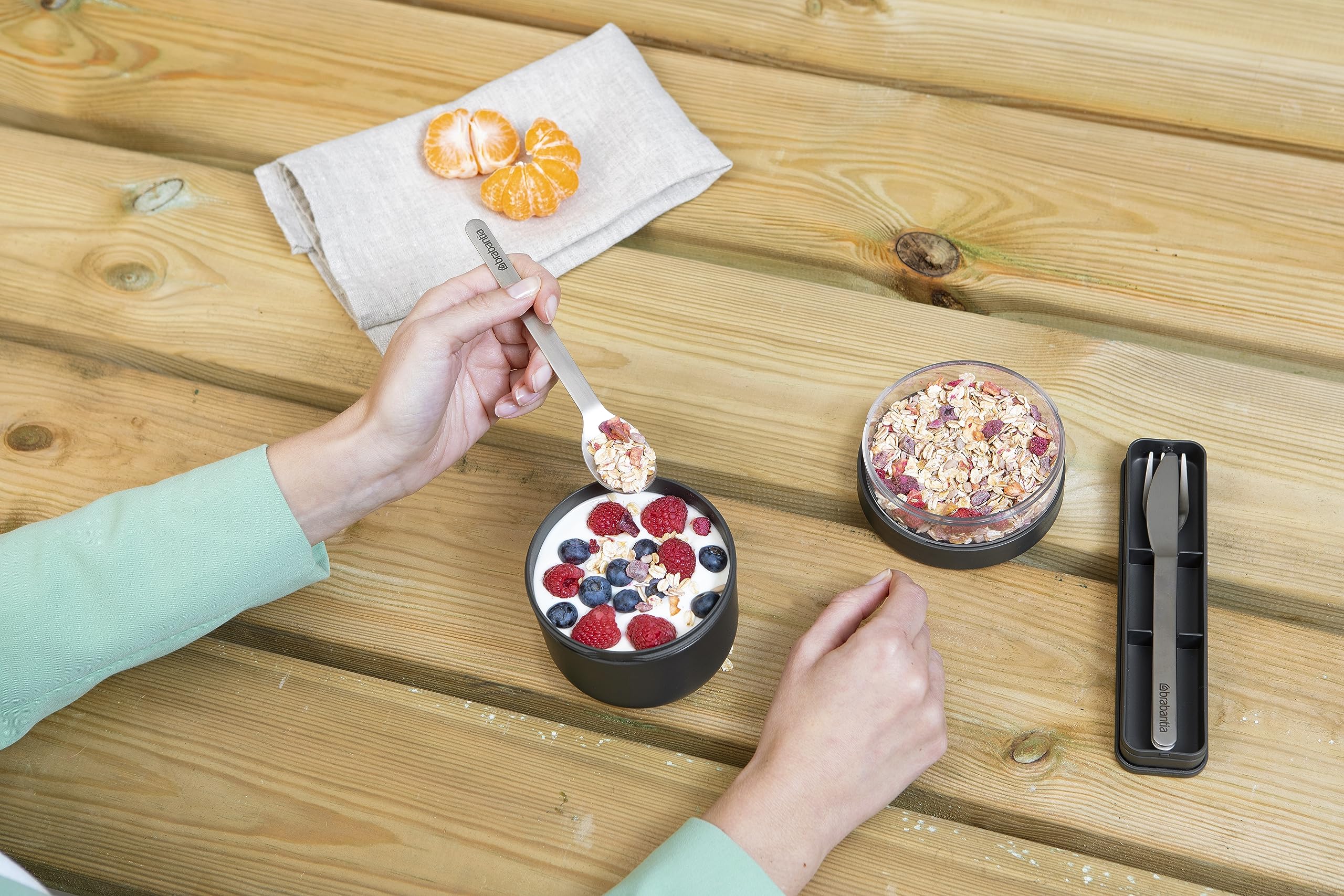 Brabantia Make & Take Breakfast Bowl - 0.5L Capacity, Dark Grey | Leakproof & Microwave Safe 7