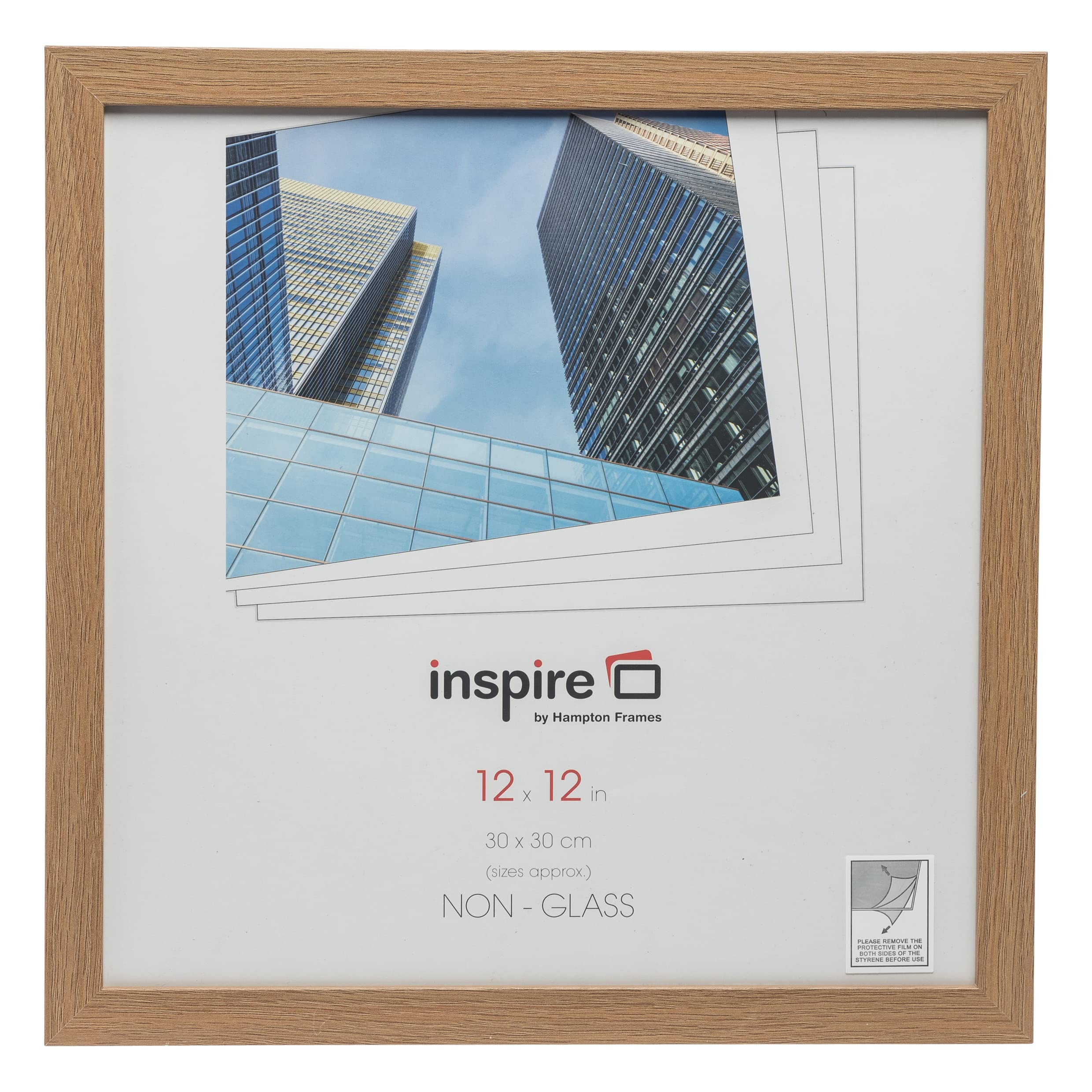 Hampton Frames Square Poster Frame 30x30cm Oak Effect | Lightweight Plexi Front | Pack of 1 1