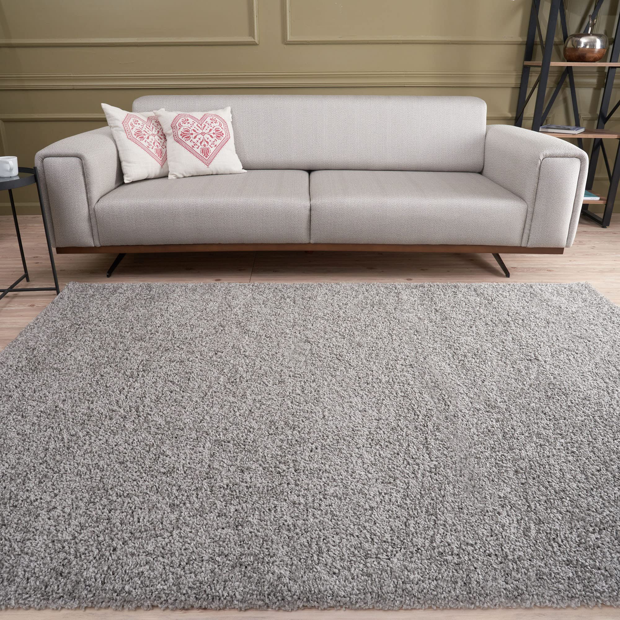 THE RUGS Shaggy Area Rug - Soft Polypropylene for Living Room & Bedroom | 120 x 170 cm Grey 8