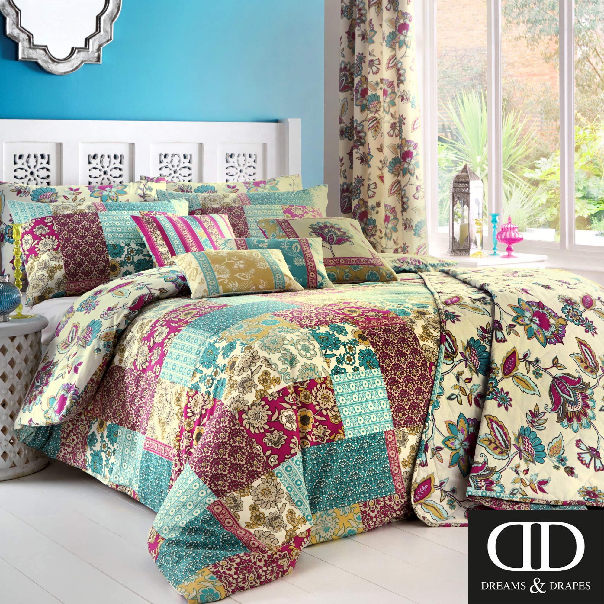 Dreams & Drapes Marinelli Easy Care Duvet Cover Set | King Size | Teal | 1 Duvet Cover & 2 Pillowcases 3