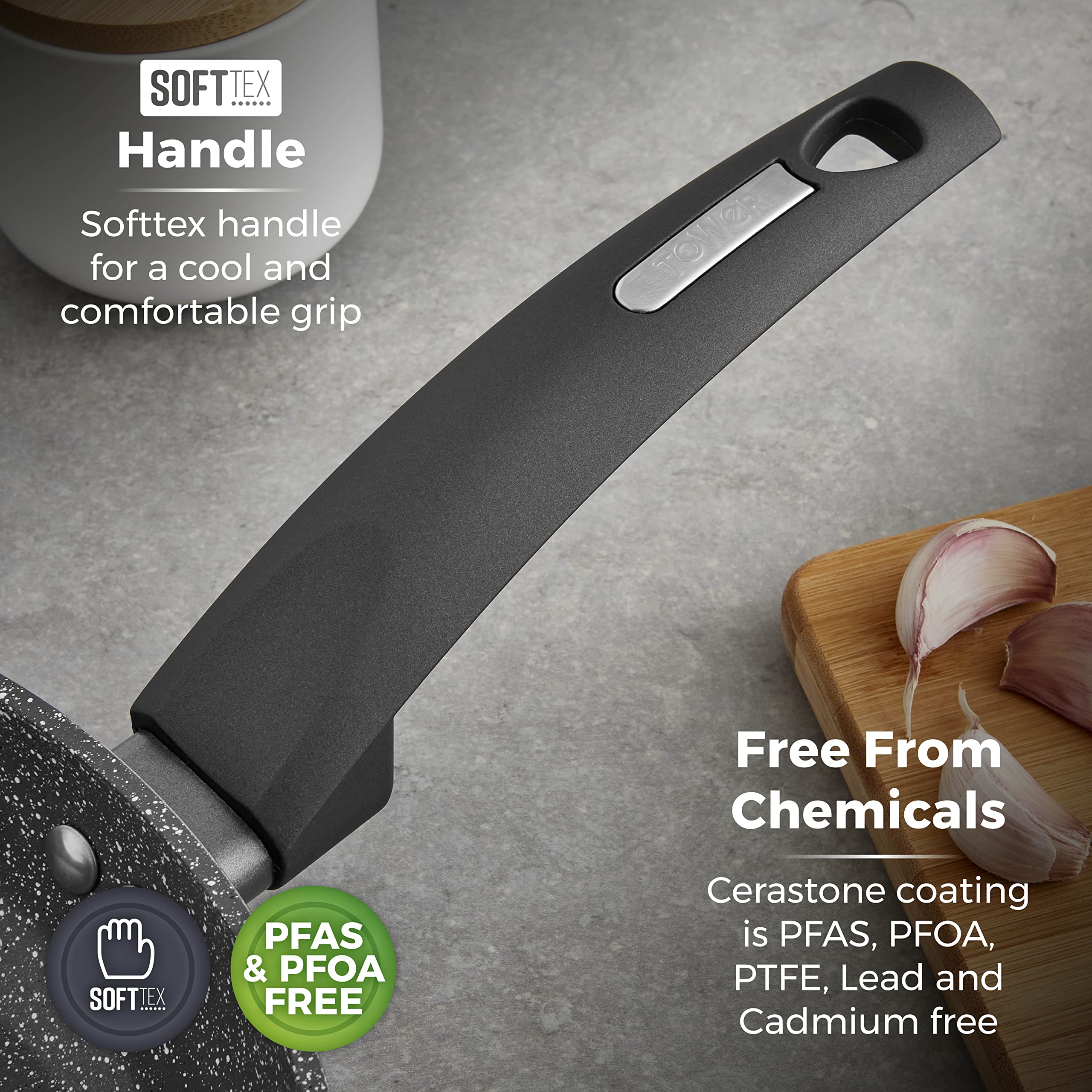 Tower T81242 Cerastone Induction Frying Pan - 5x Stronger Non-Stick | 28 cm | Graphite 8