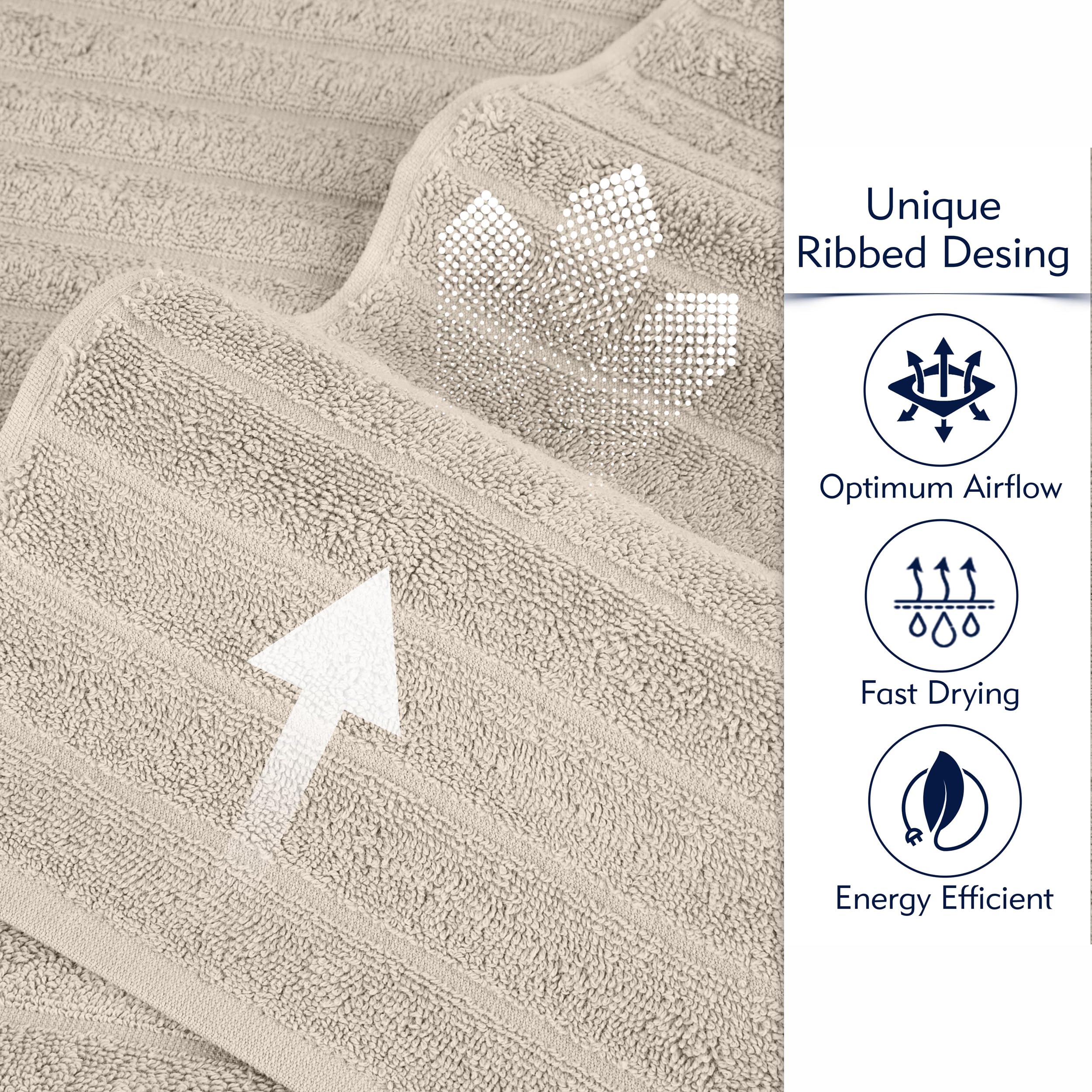 BERIBO Cloud 6 Piece Turkish Cotton Towel Set | 620 GSM | Beige 2 6