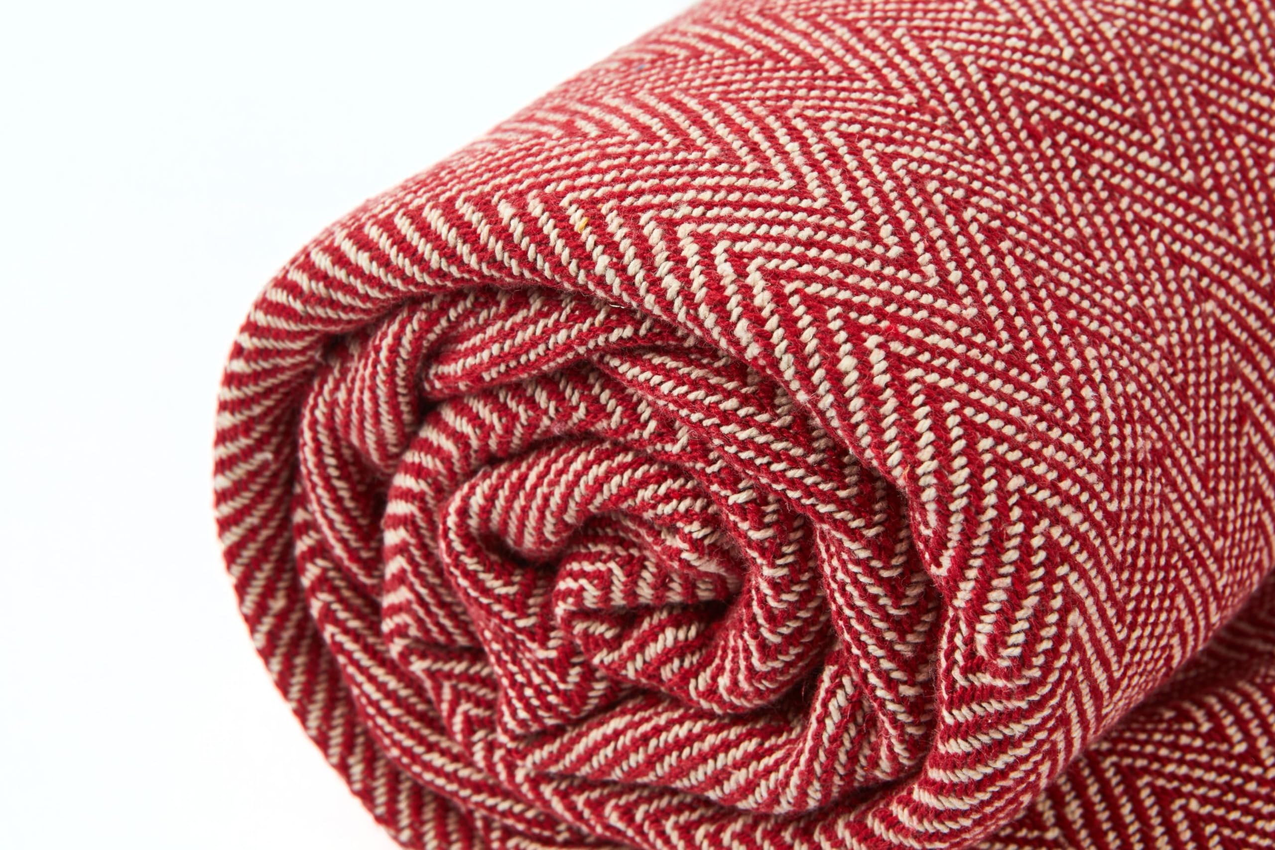 Emma Barclay Herringbone Throw - 100% Recycled Cotton | Red | 50x60" 7