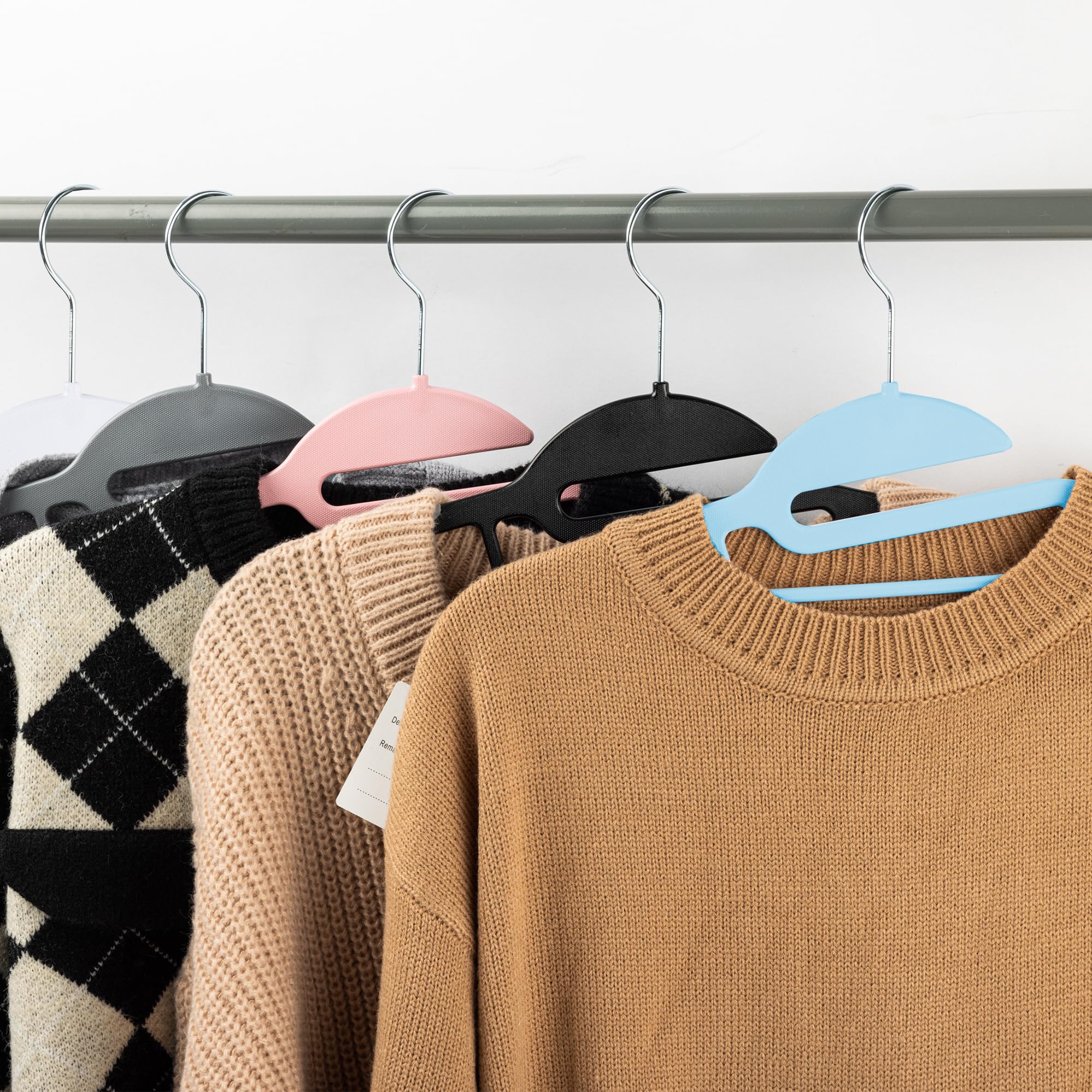 KEPLIN 50-Pack Non-Slip Plastic Hangers - Slimline Space Saving Design | Teal | 360˚ Swivel Hooks 6