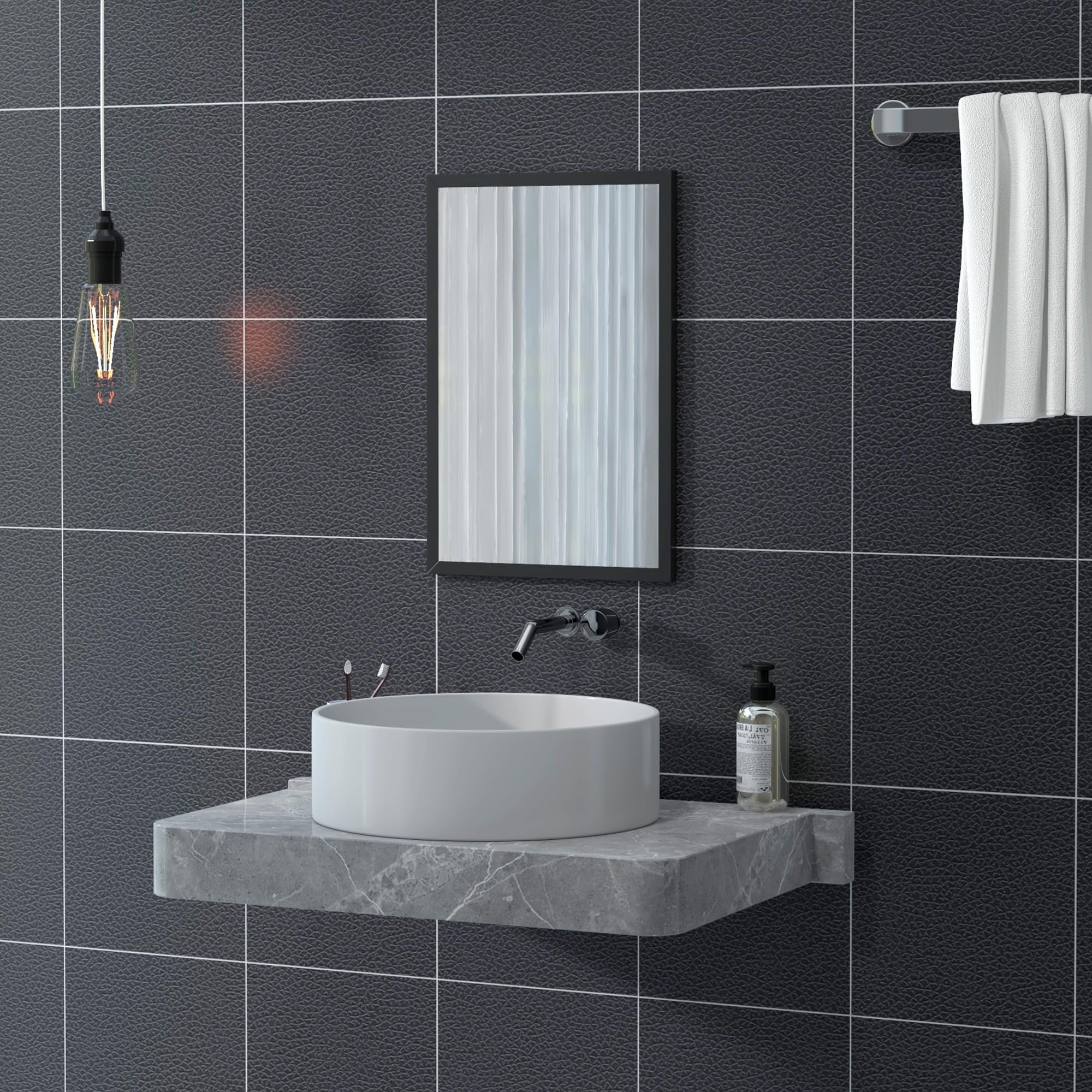 HOMCOM Decorative Rectangular Wall Mirror - 60 x 40 cm | Black | Easy Horizontal/Vertical Mount 6