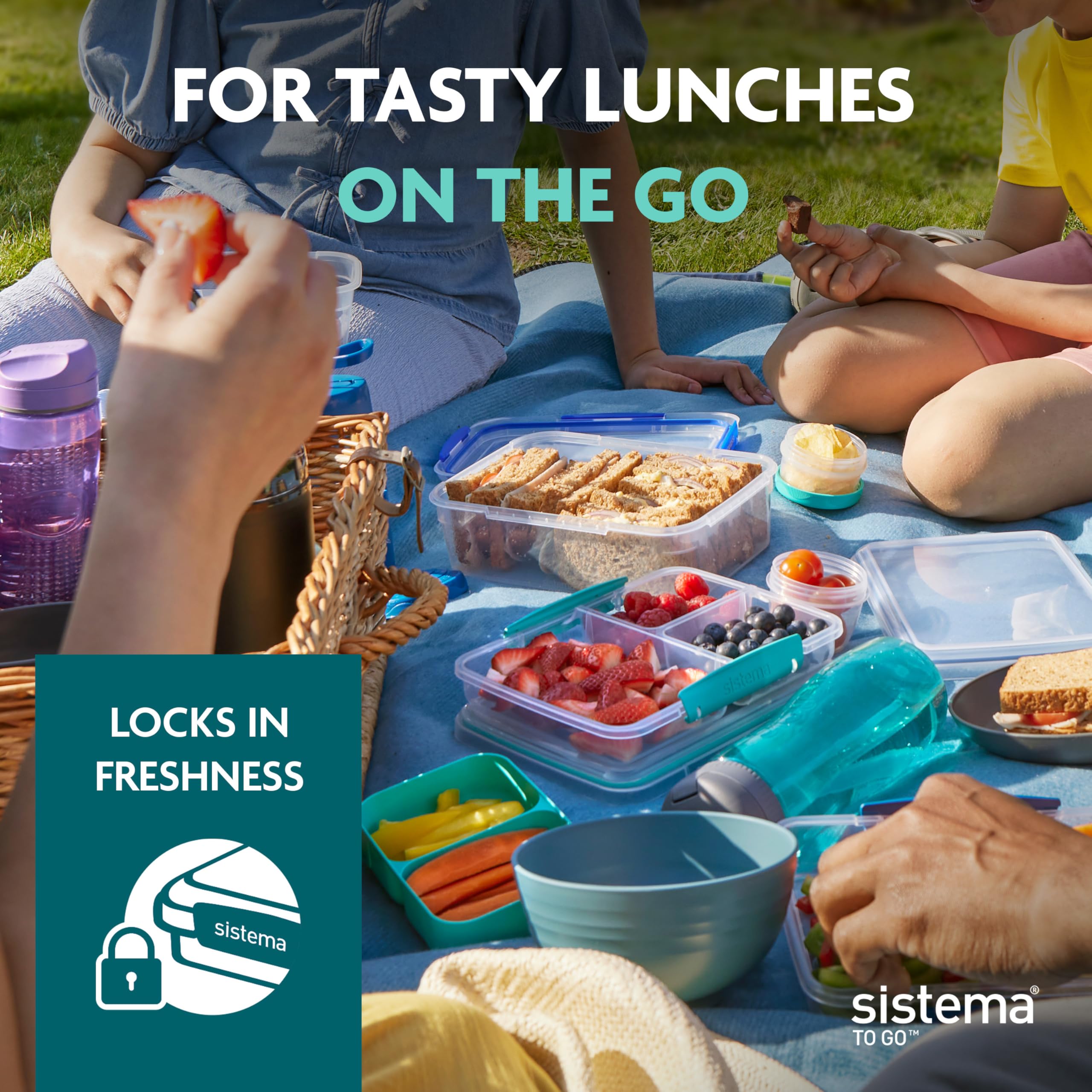 Sistema TO GO Bento Box Cube - 1.25 L Capacity | Minty Teal Lunch Box with Snack Pot | BPA-Free 3