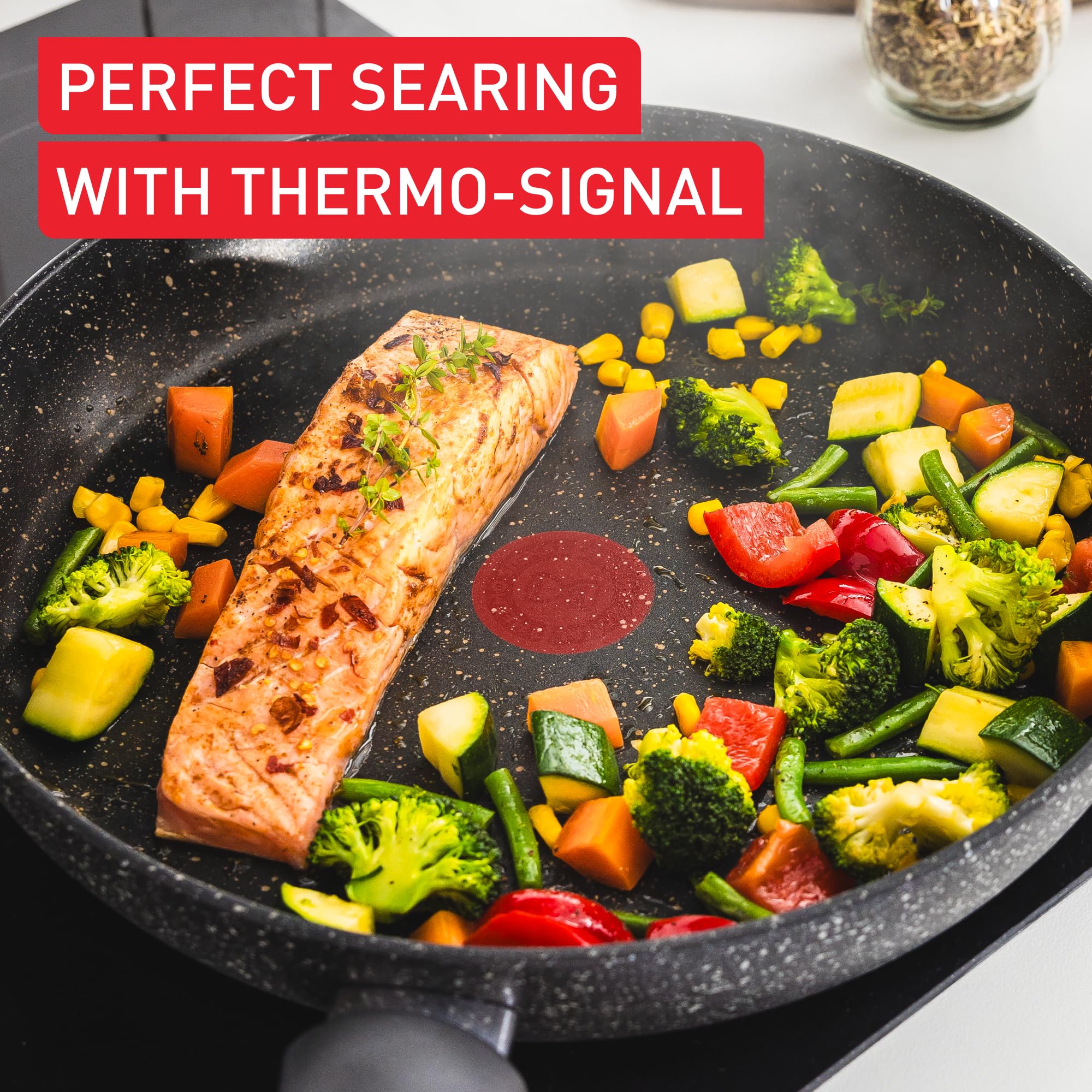 Tefal Titanium Stone Non-Stick Pancake Frying Pan - 28 cm, Induction Compatible, Thermo-Signal | E1050643 5
