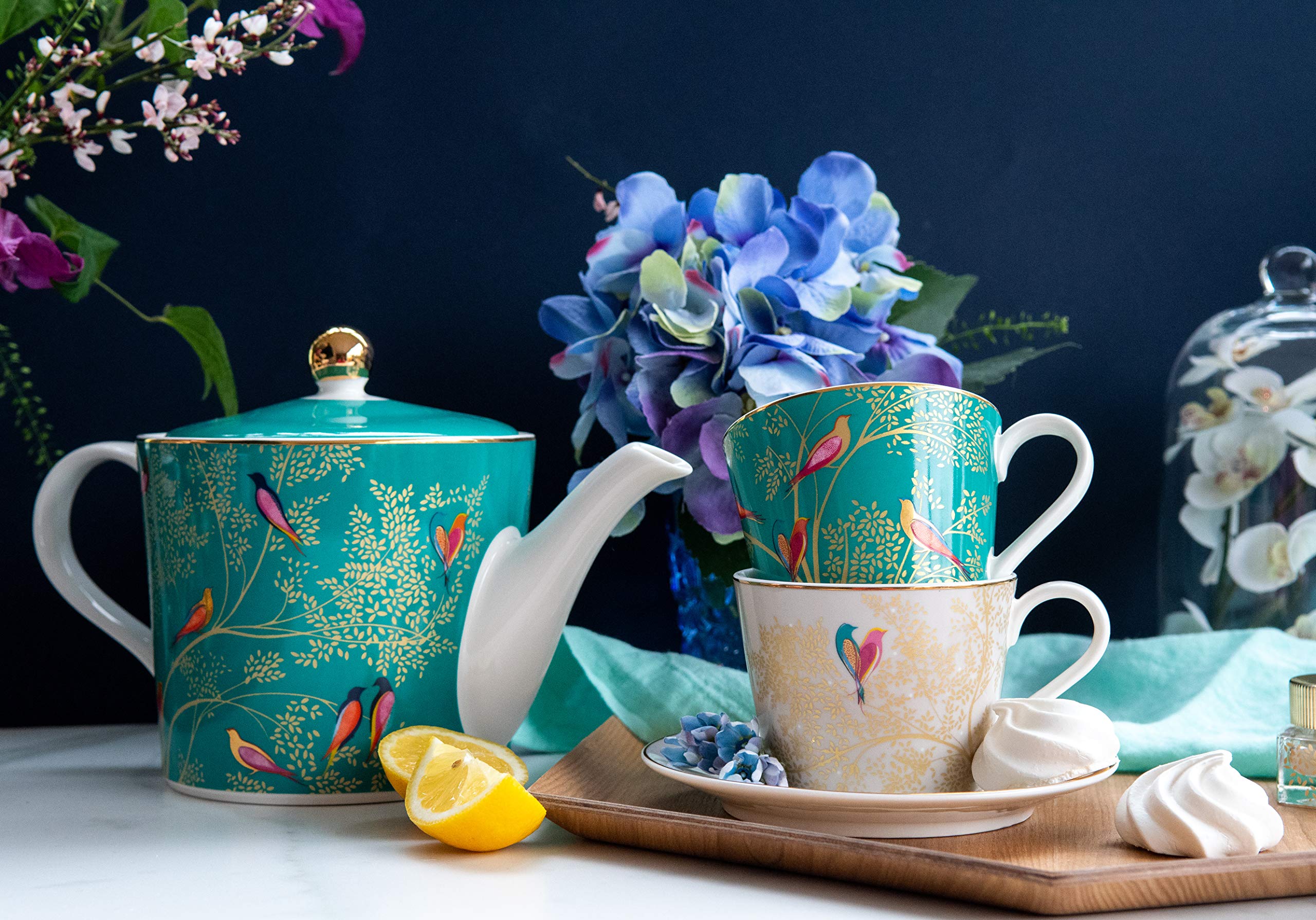 Portmeirion Sara Miller London Chelsea Fine China Coffee Mug - Dark Green | 10oz 2