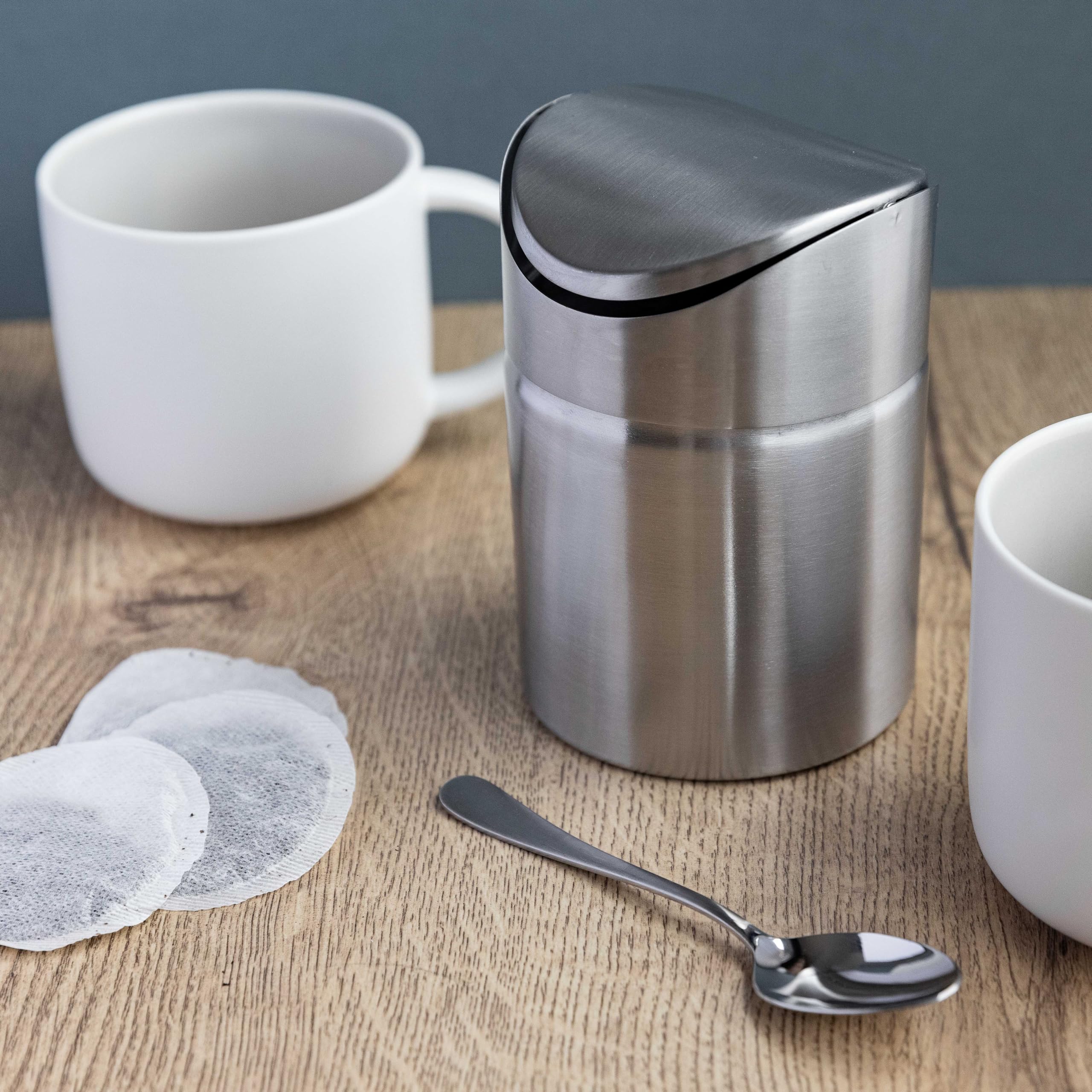 La Cafetière Mini Coffee Pod / Tea Bag Bin - Stainless Steel Countertop Waste Container | 95x95x170mm