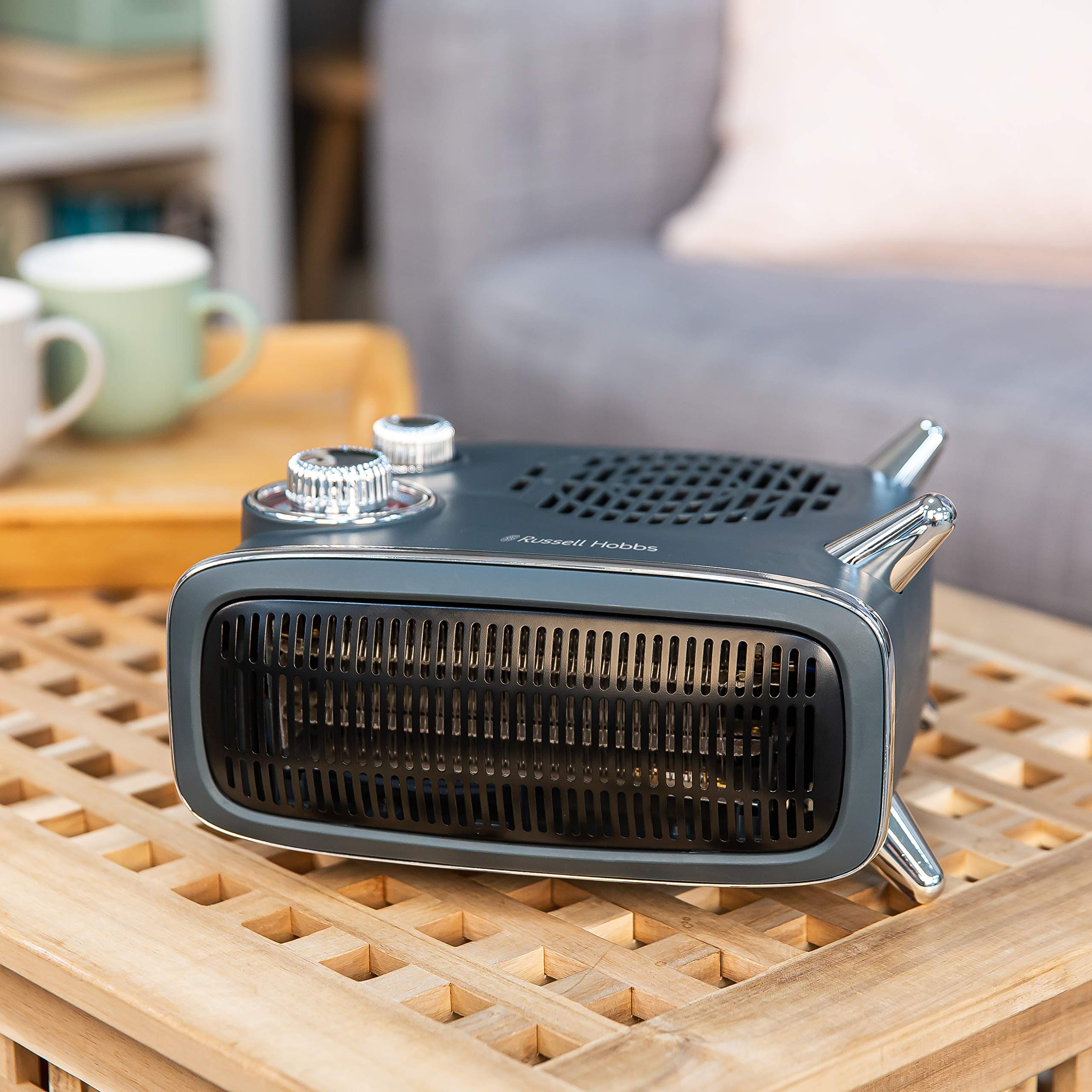 Russell Hobbs Retro Electric Fan Heater - 1.8KW | Adjustable Thermostat | Grey | RHRETHFH1001G 4
