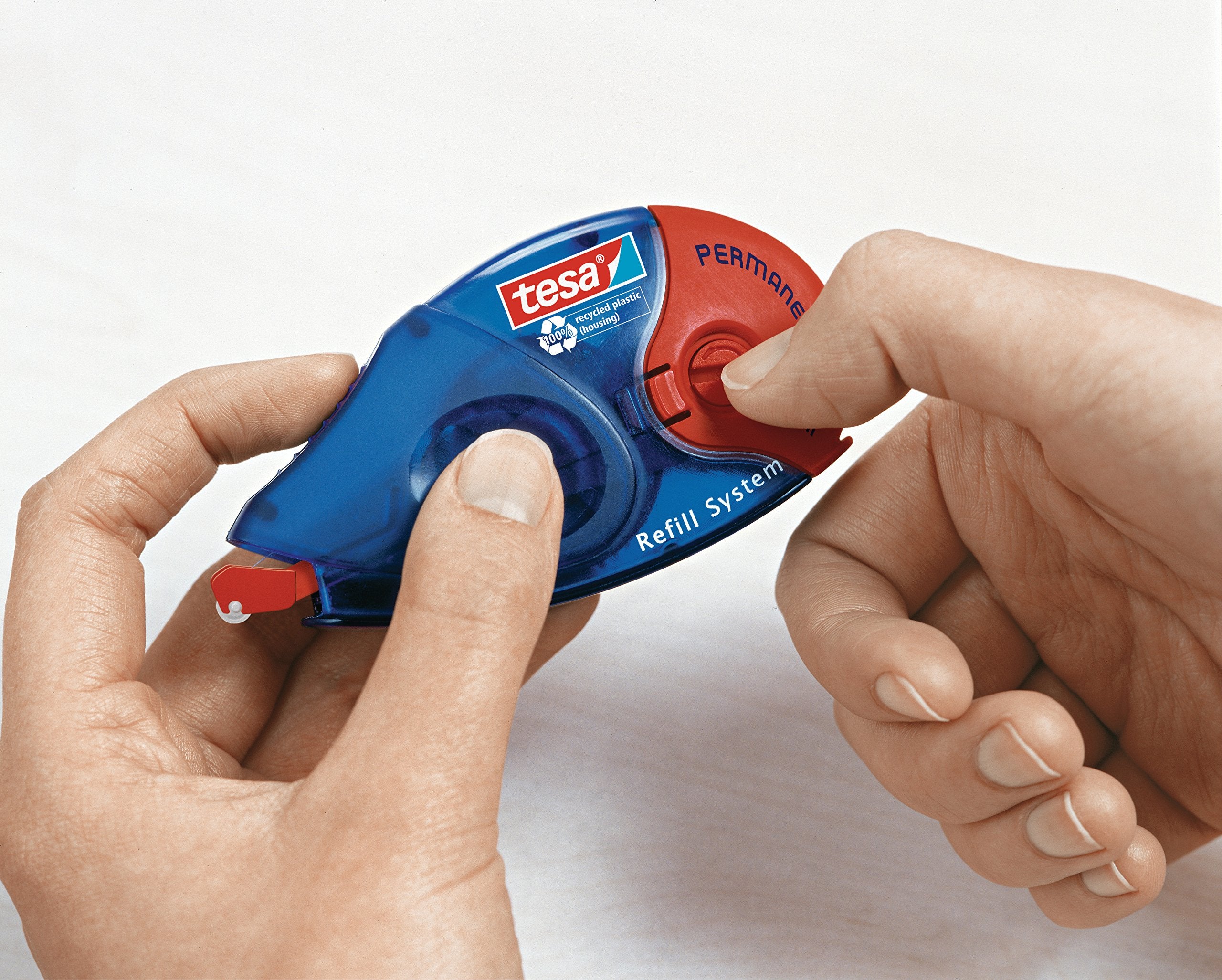 tesa UK Roller Permanent Gluing ecoLogo - Refillable Tape Dispenser | 14 m x 8.4 mm Tape Size 4