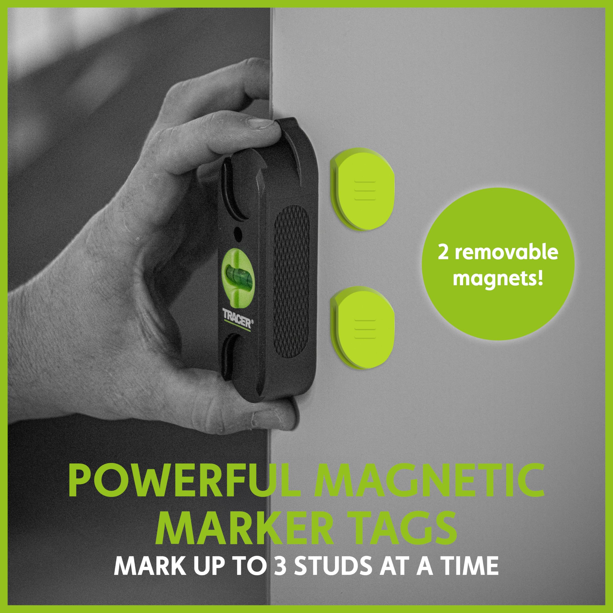 TRACER Magnetic Stud Finder Tool - Finds 3 Studs | Includes 2 Magnetic Markers | AMSF1 6