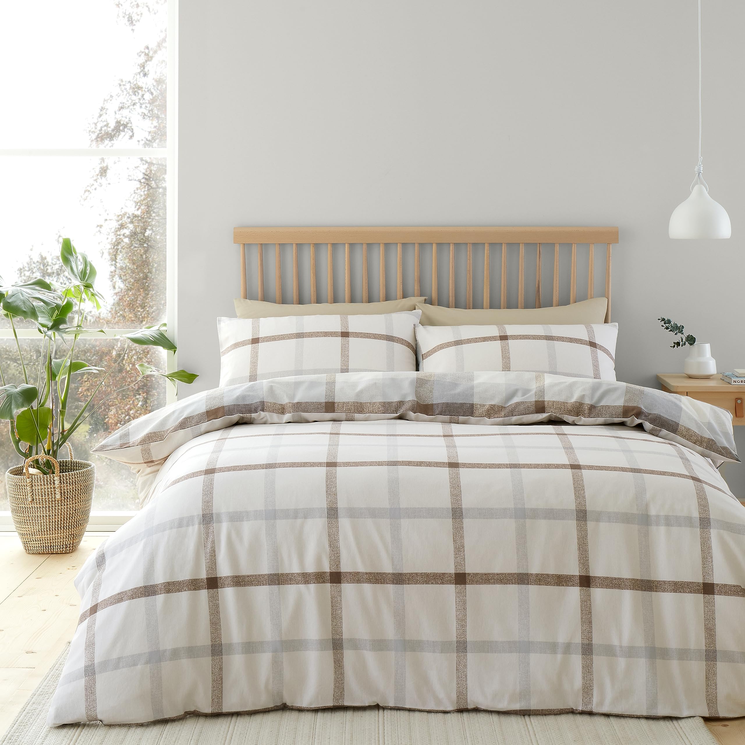 Catherine Lansfield Brushed Cotton Check Reversible King Duvet Cover Set | 100% Cotton | 3 Piece Set 2