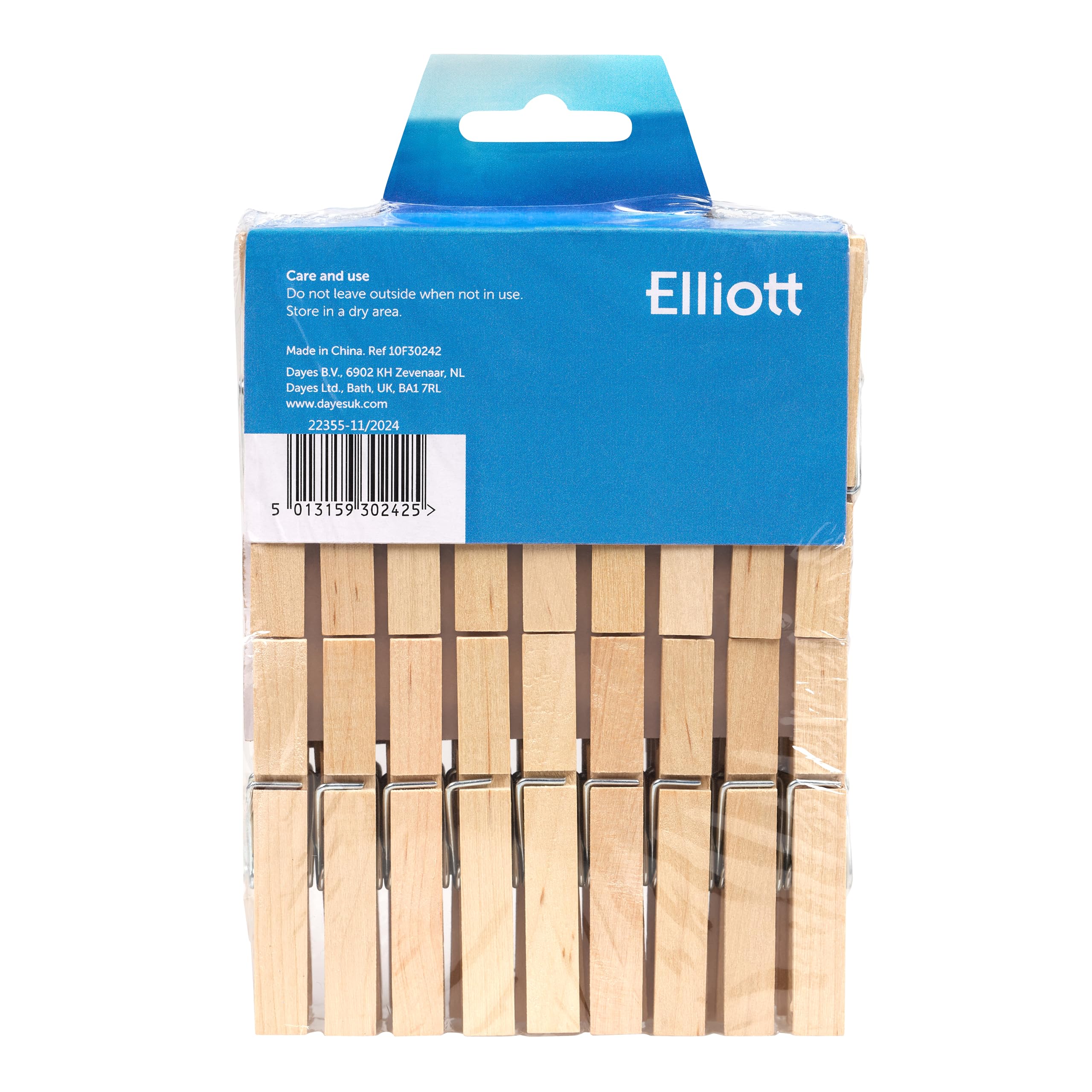 Elliott Hardwood Clothes Pegs with Metal Coil Spring | Pack of 36 | Plastic-Free & Recyclable 7
