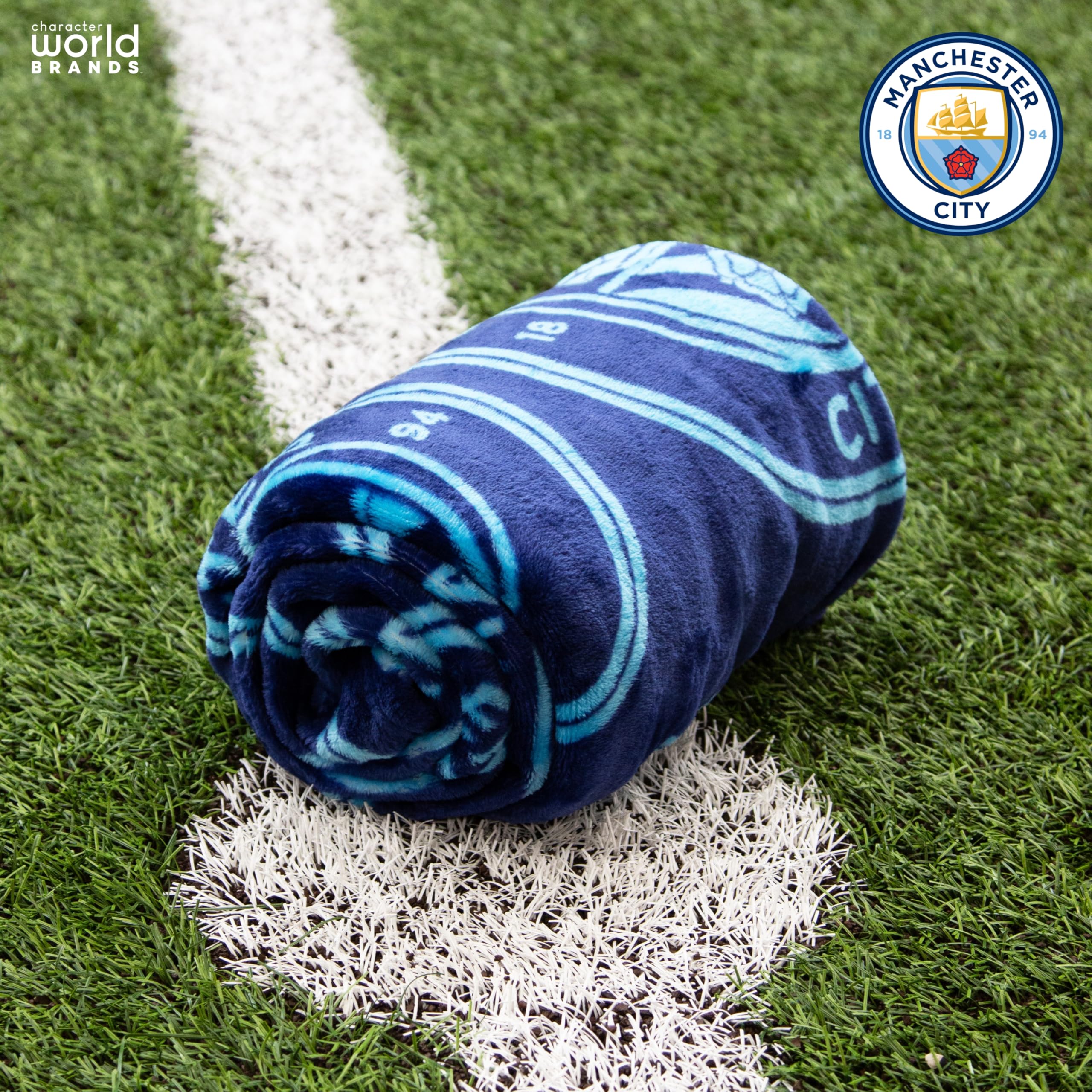 Character World Manchester City FC Fleece Throw Blanket - Officially Licensed | 100 x 150cm | 100% Polyester 7