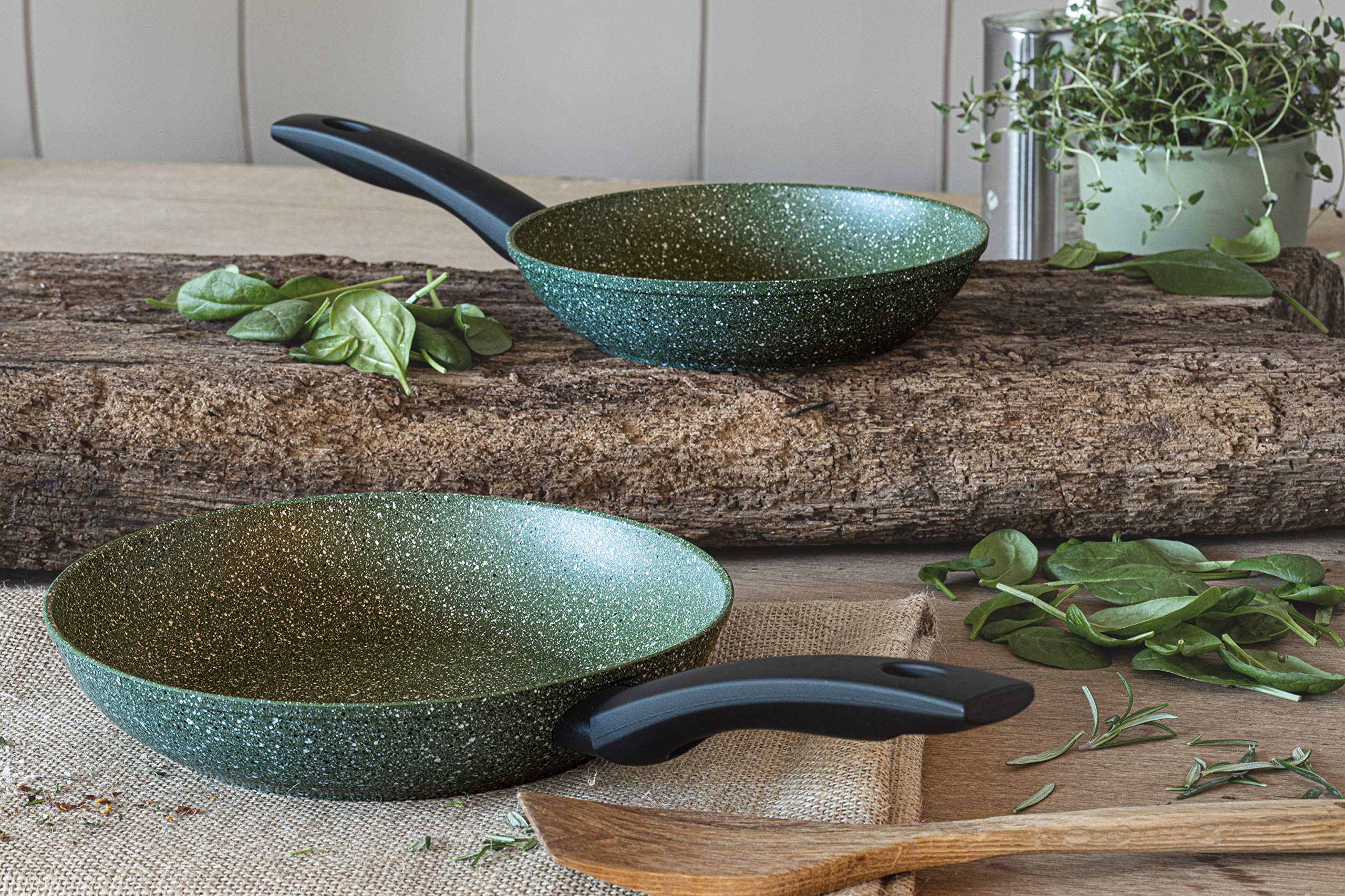 Prestige Eco Non-Stick Frying Pan Set of 2 - Induction Ready, Green Aluminium 3