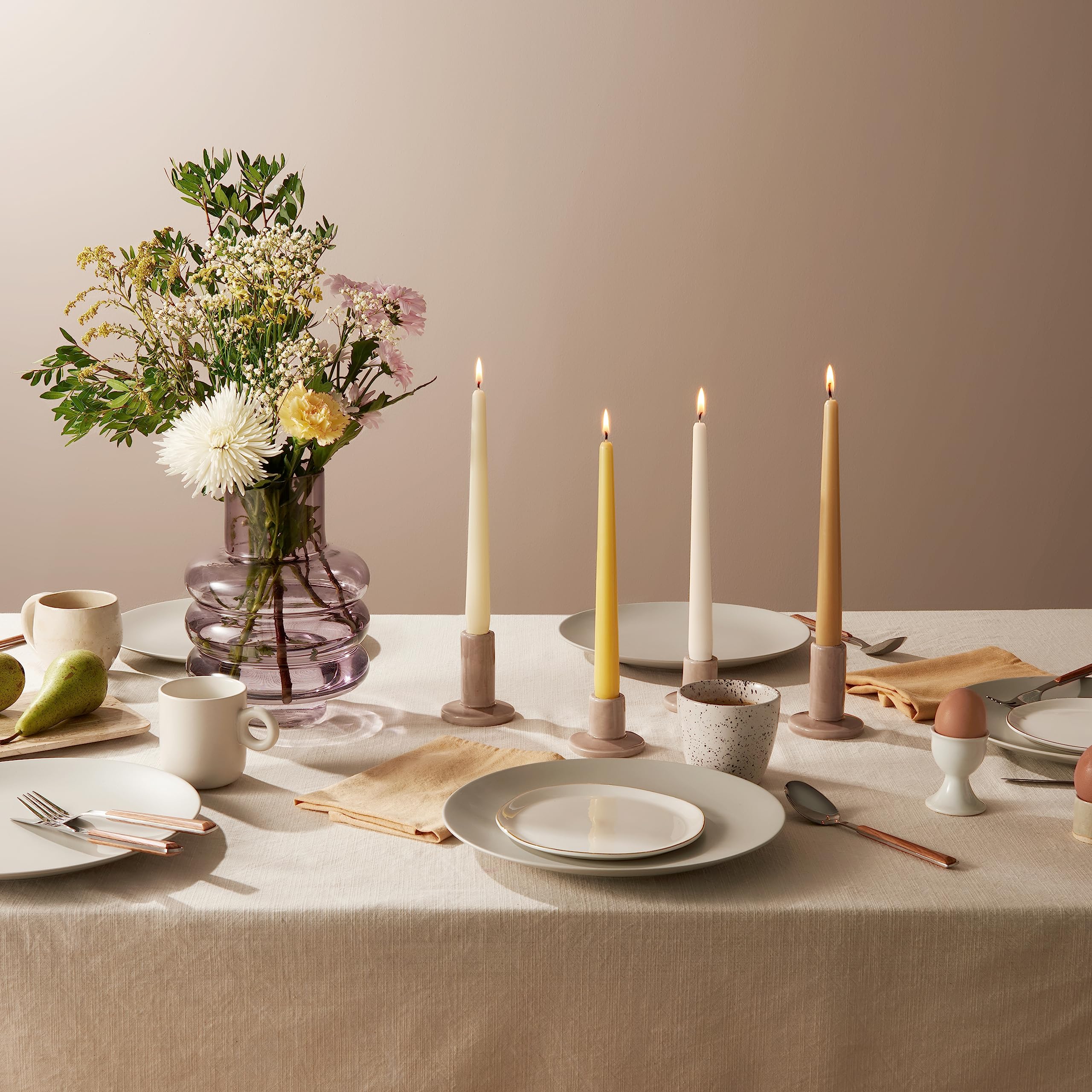 BOLSIUS Tapered Dinner Candles - Ivory (Soft Pearl) - 8 Pack | 7 Hour Burn Time | Unscented Vegan Wax 4