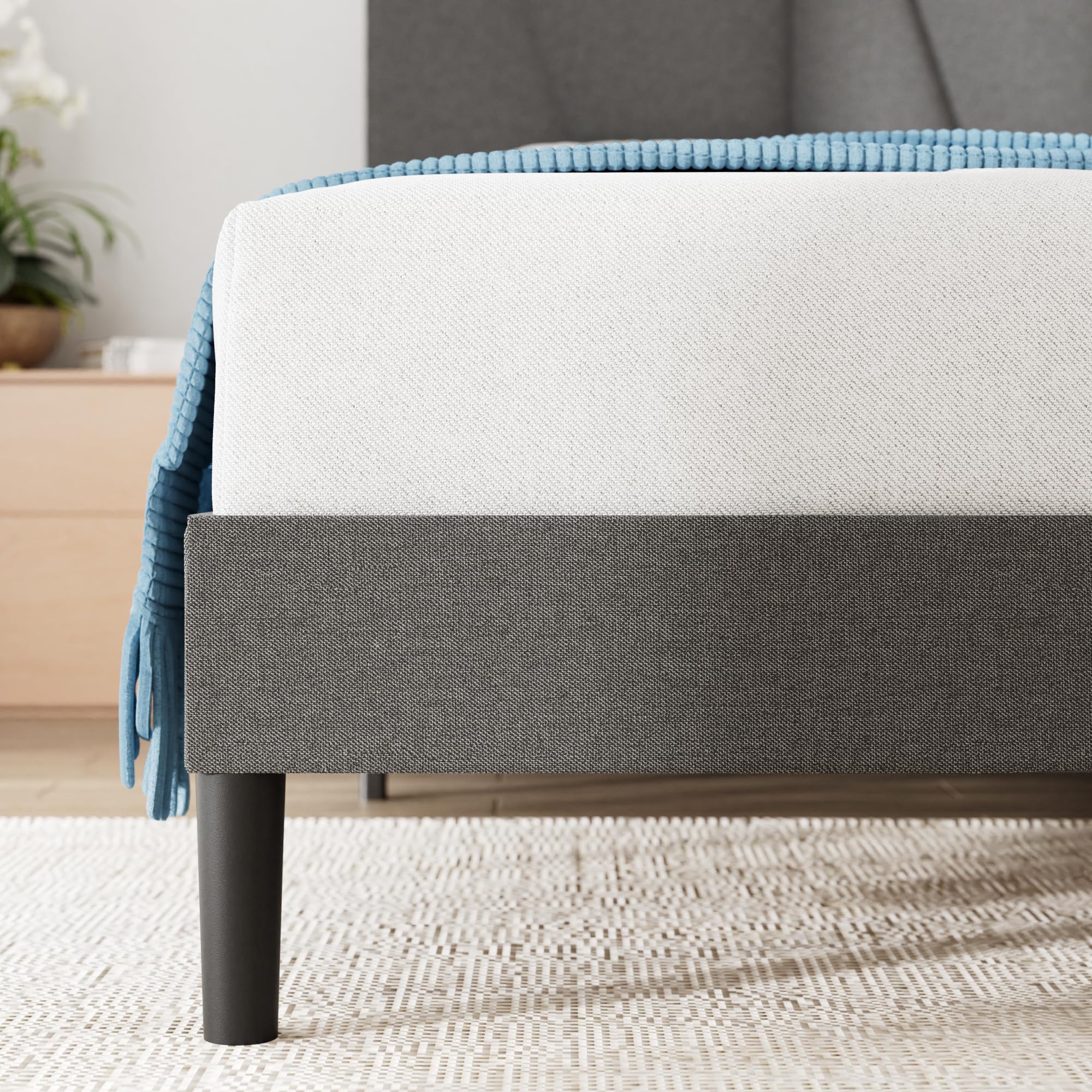 Zinus Maya Double Bed Frame with Headboard - 4ft6 (135 x 190 cm) - 11.8'' Height - Dark Grey 7