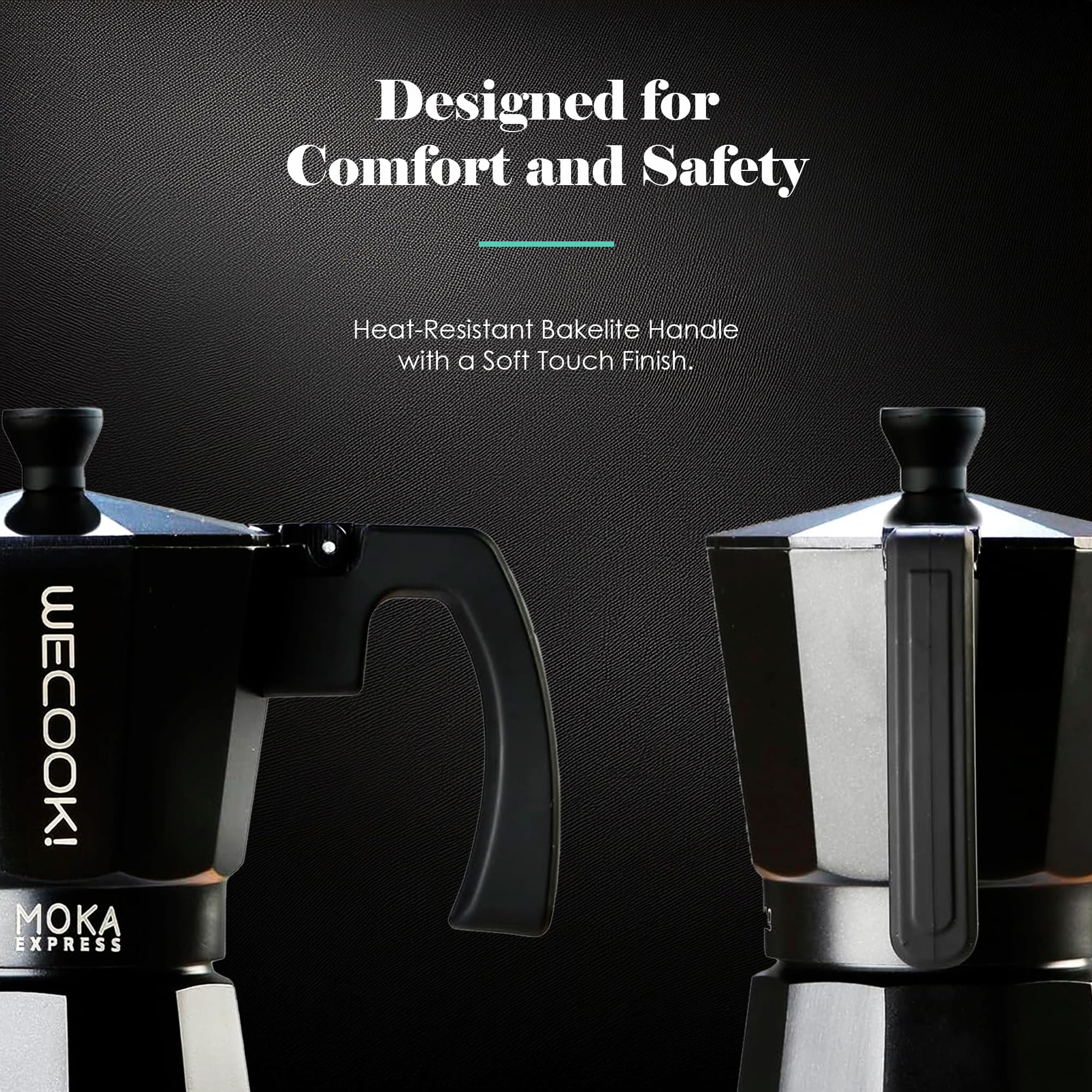 WECOOK! Bella Moka Pot Espresso Maker - Aluminum, 3 Cups | Black/White 8