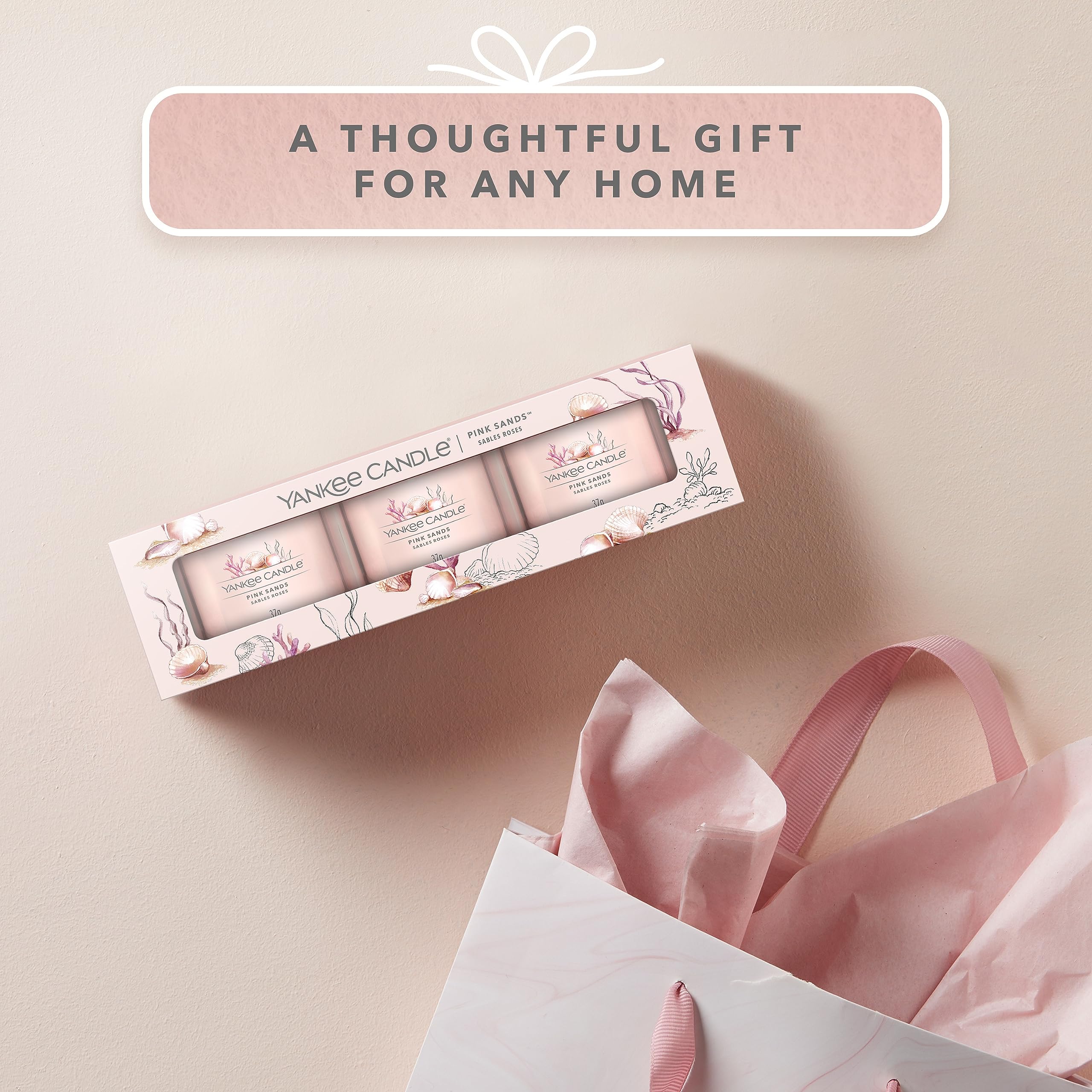 Yankee Candle Pink Sands Scented Votive Candles Gift Set | Soy Blend Wax Mix | 3 Count 6