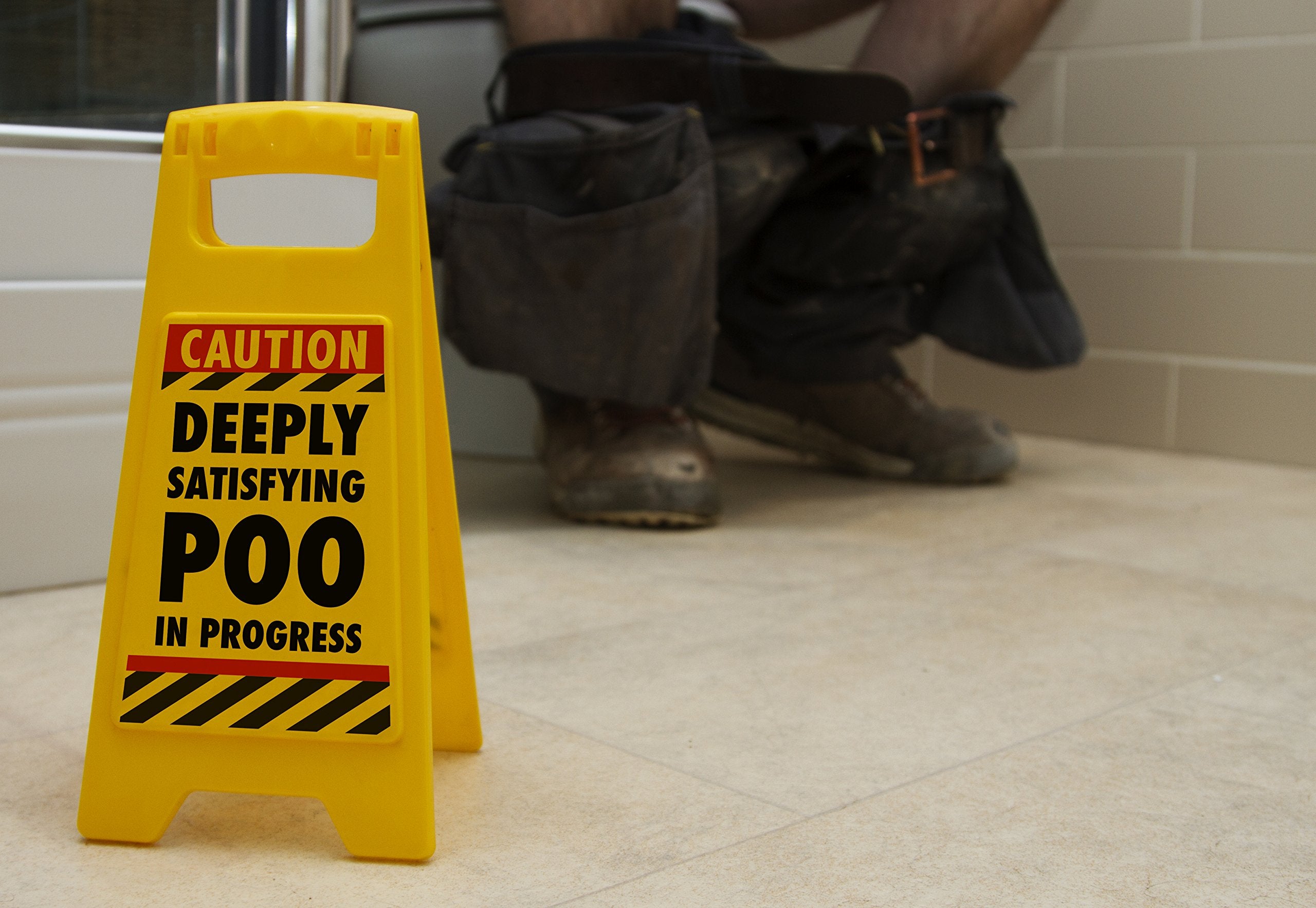Boxer Gifts Poo in Progress Novelty Toilet Humour Warning Sign | 11.8cm x 25cm Plastic Sign 4